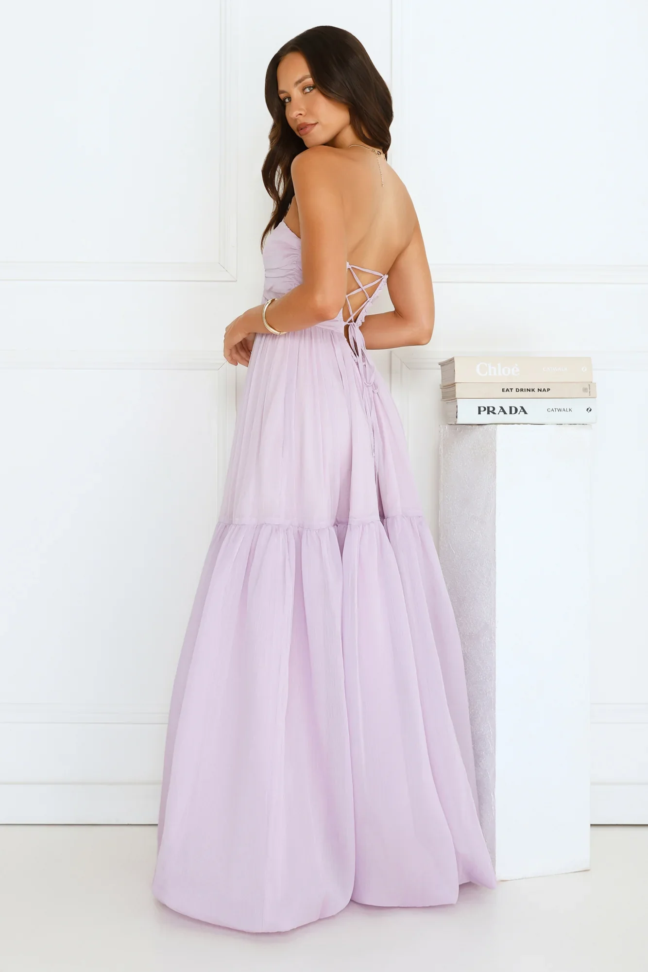 Unforgettable Style Strapless Maxi Dress Lilac