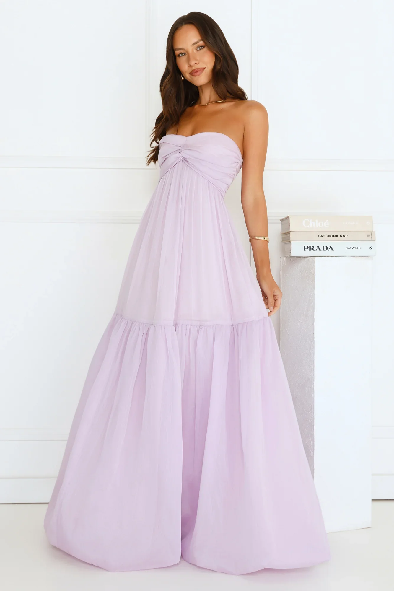 Unforgettable Style Strapless Maxi Dress Lilac