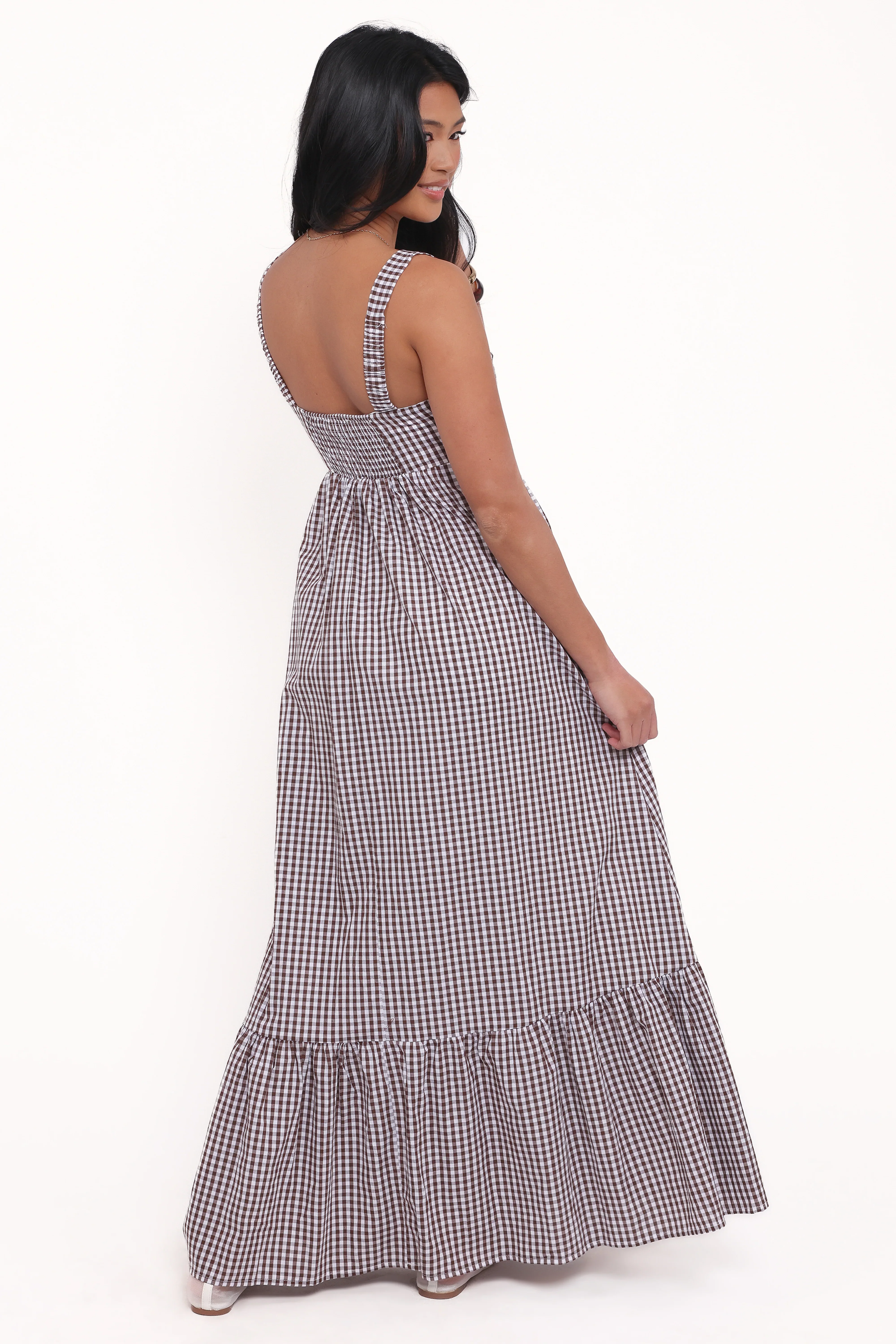 Reid Maxi Dress - Brown Gingham