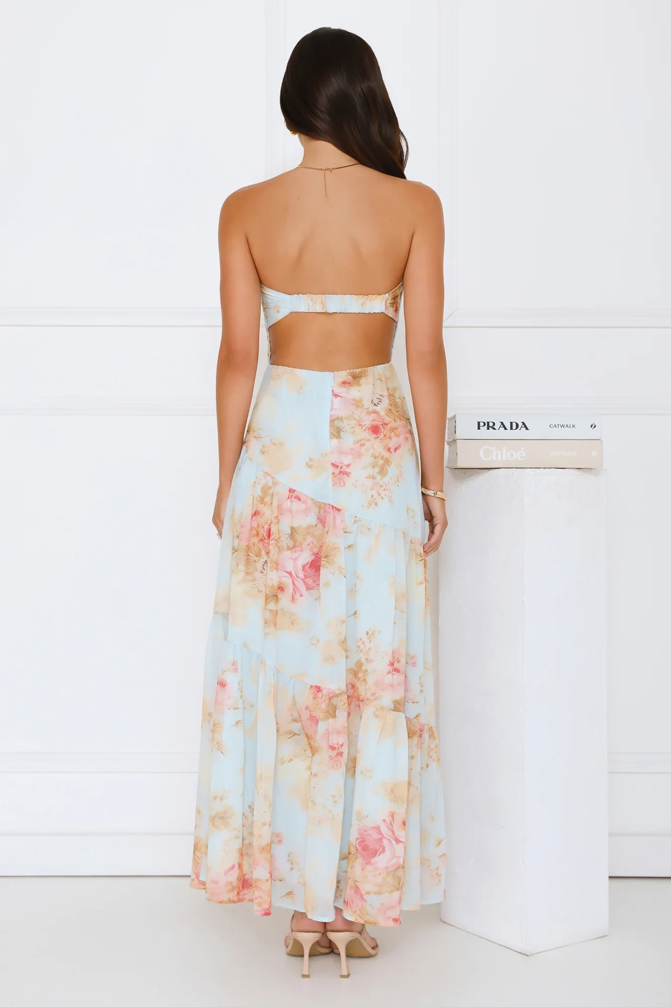 She’s the Blueprint Strapless Maxi Dress Print