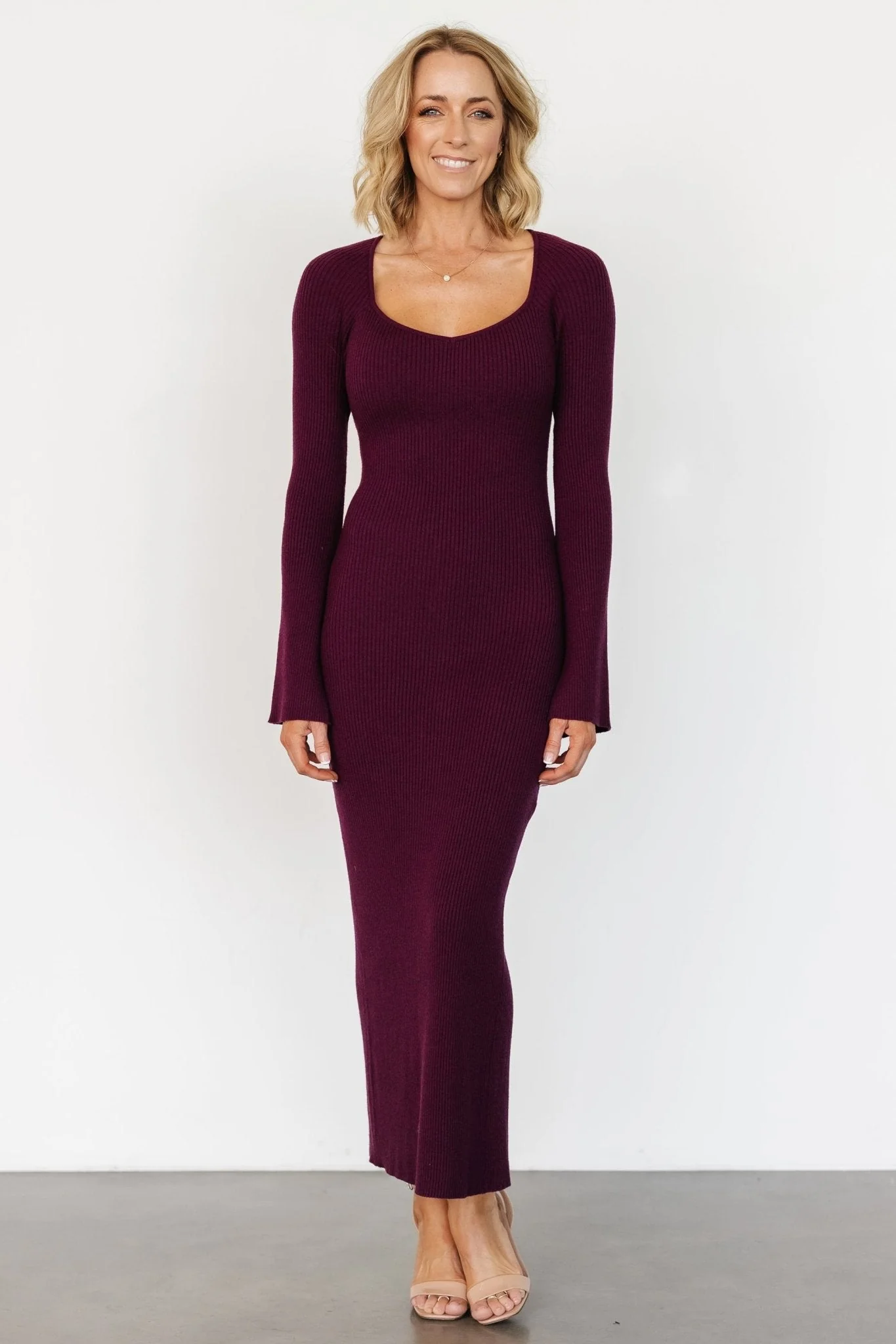 Marika Ribbed Dress | Wine