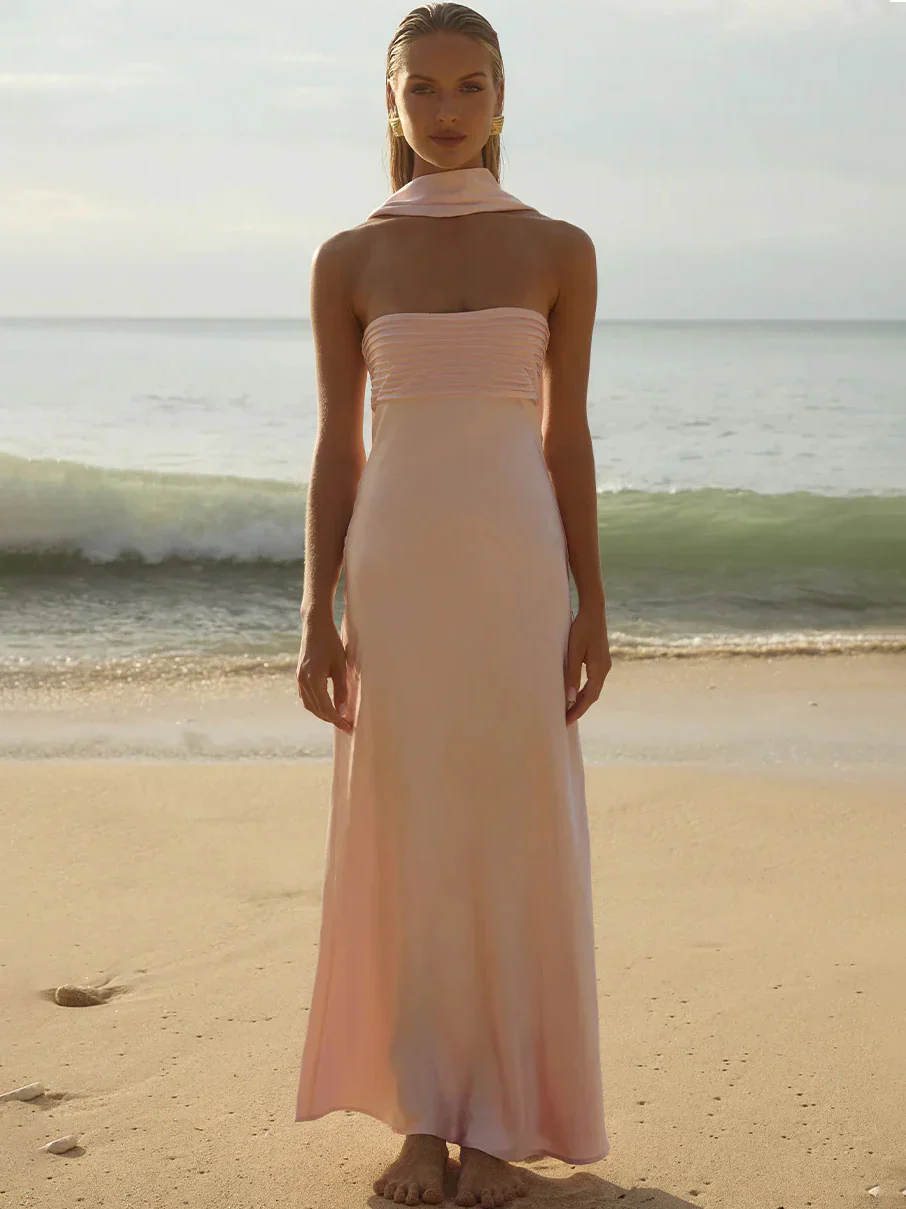 Elsa Scarf Satin Maxi Dress