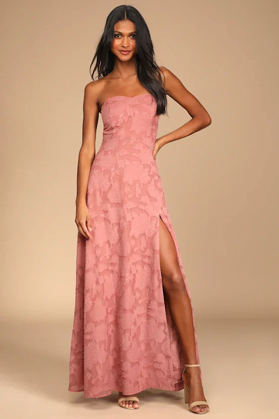 Garden of Romance Rusty Rose Burnout Maxi Dress