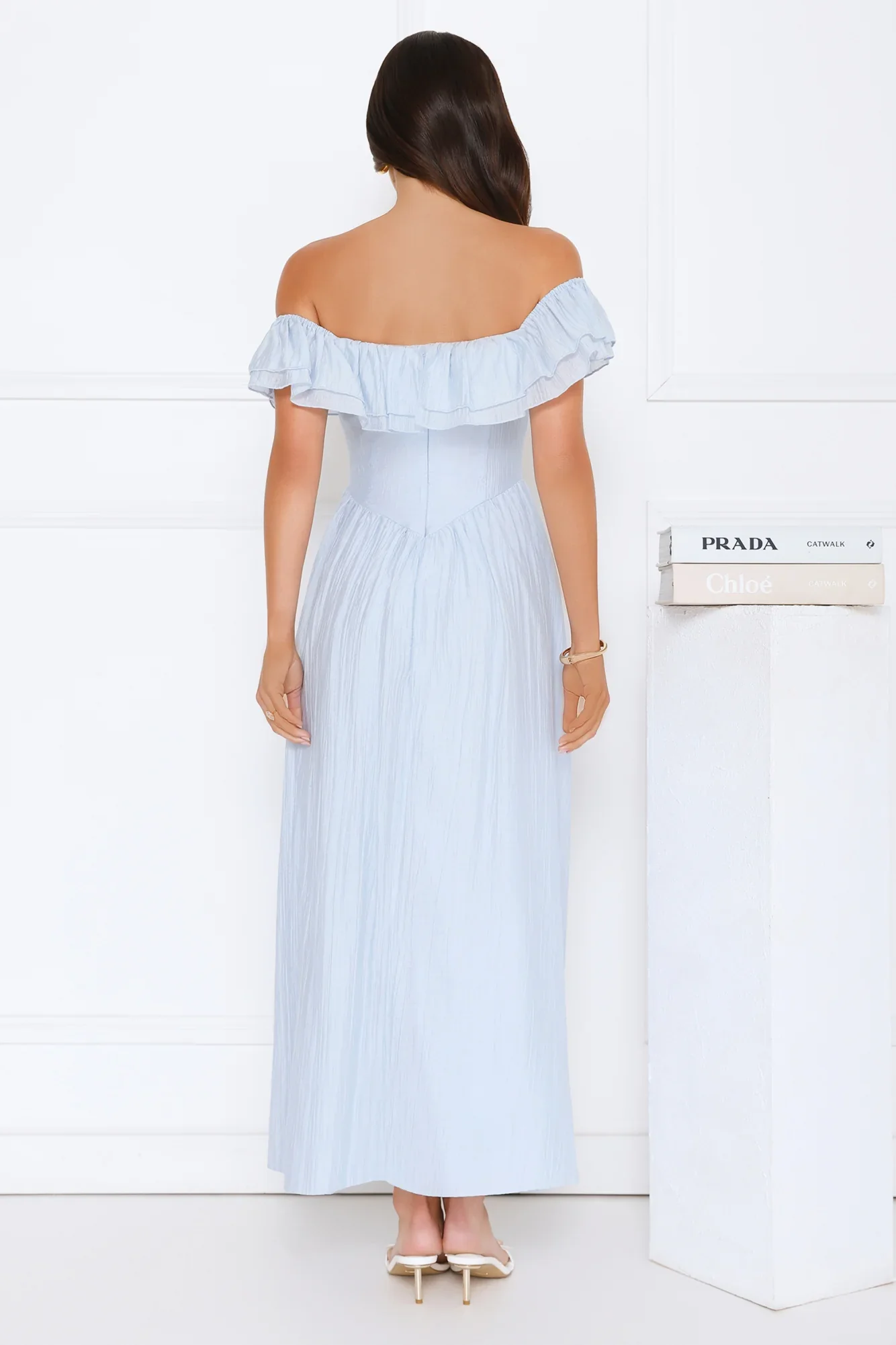 Twilight Sonata Off Shoulder Maxi Dress Blue