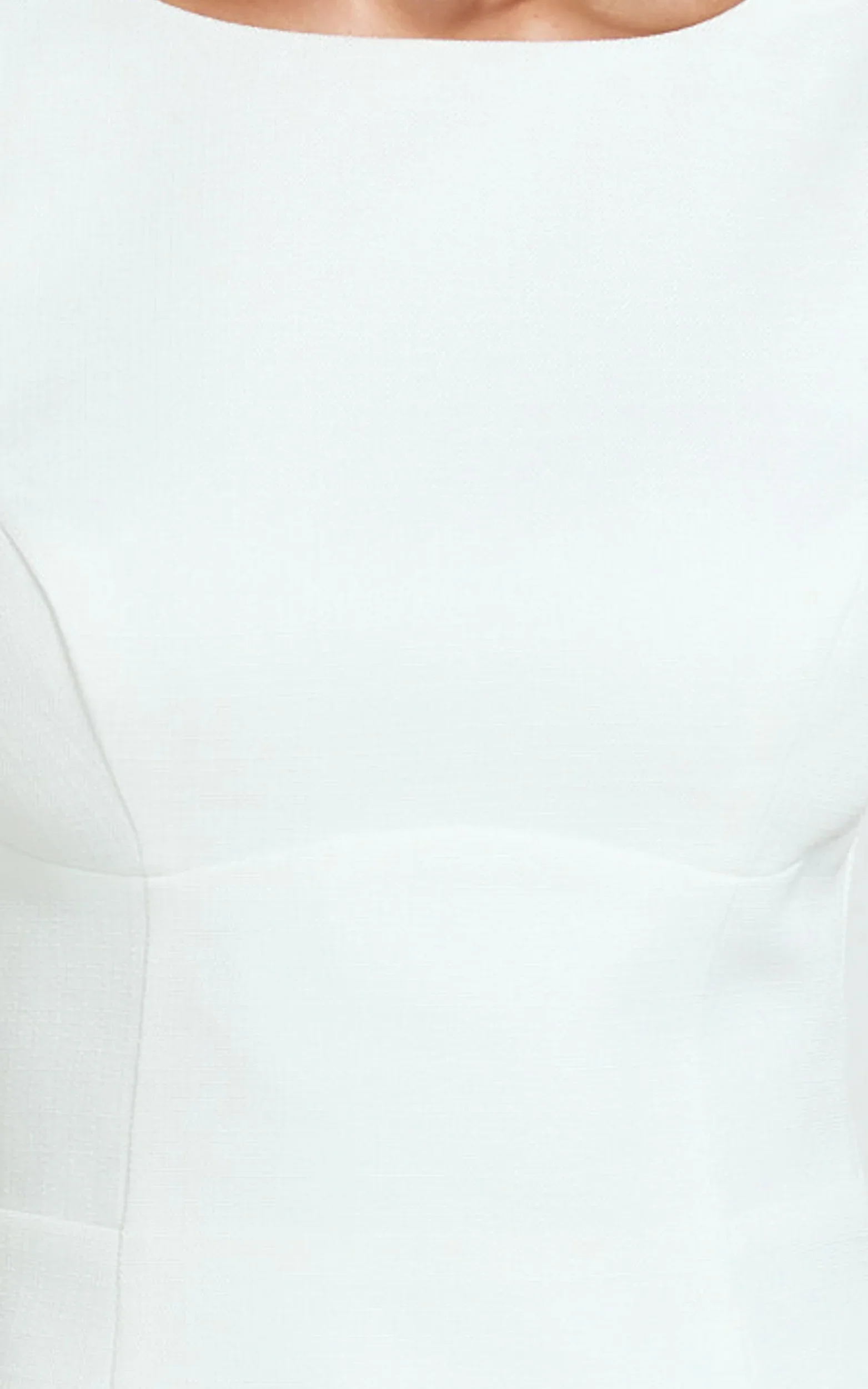 Raquelle Mini Dress Boucle Boat Neck V Back Fit and Flare Dress in White