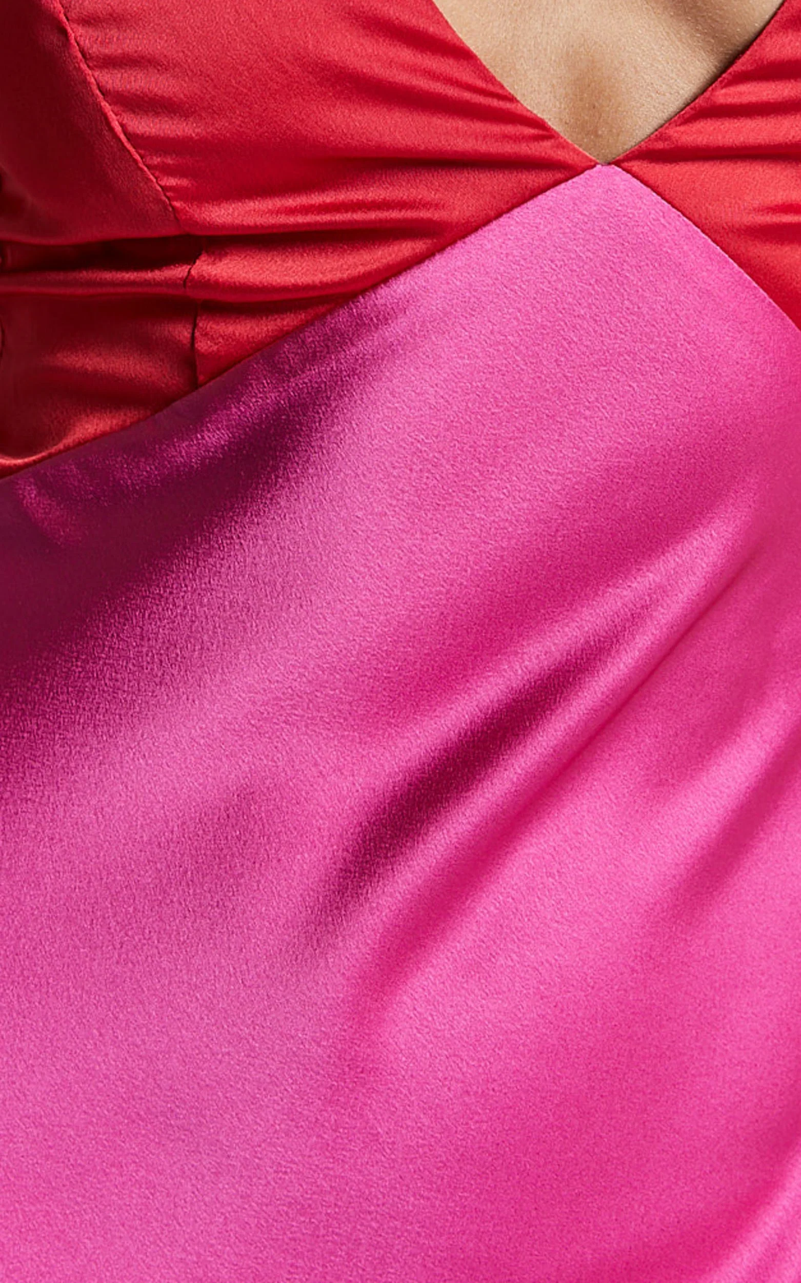 Quincy Maxi Dress Satin Slip Dress in Pink/Red