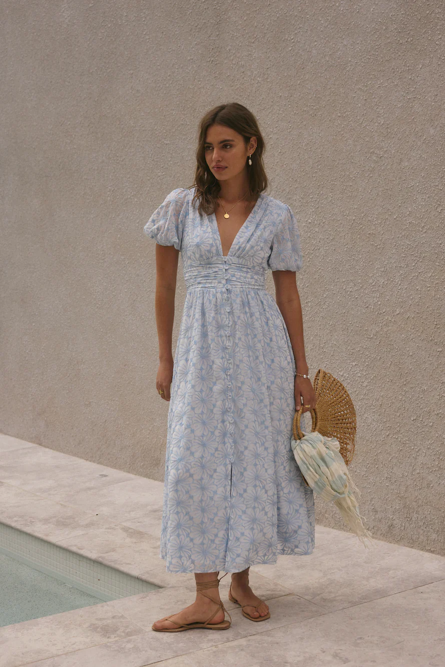 Floral Dreams Maxi Dress Blue