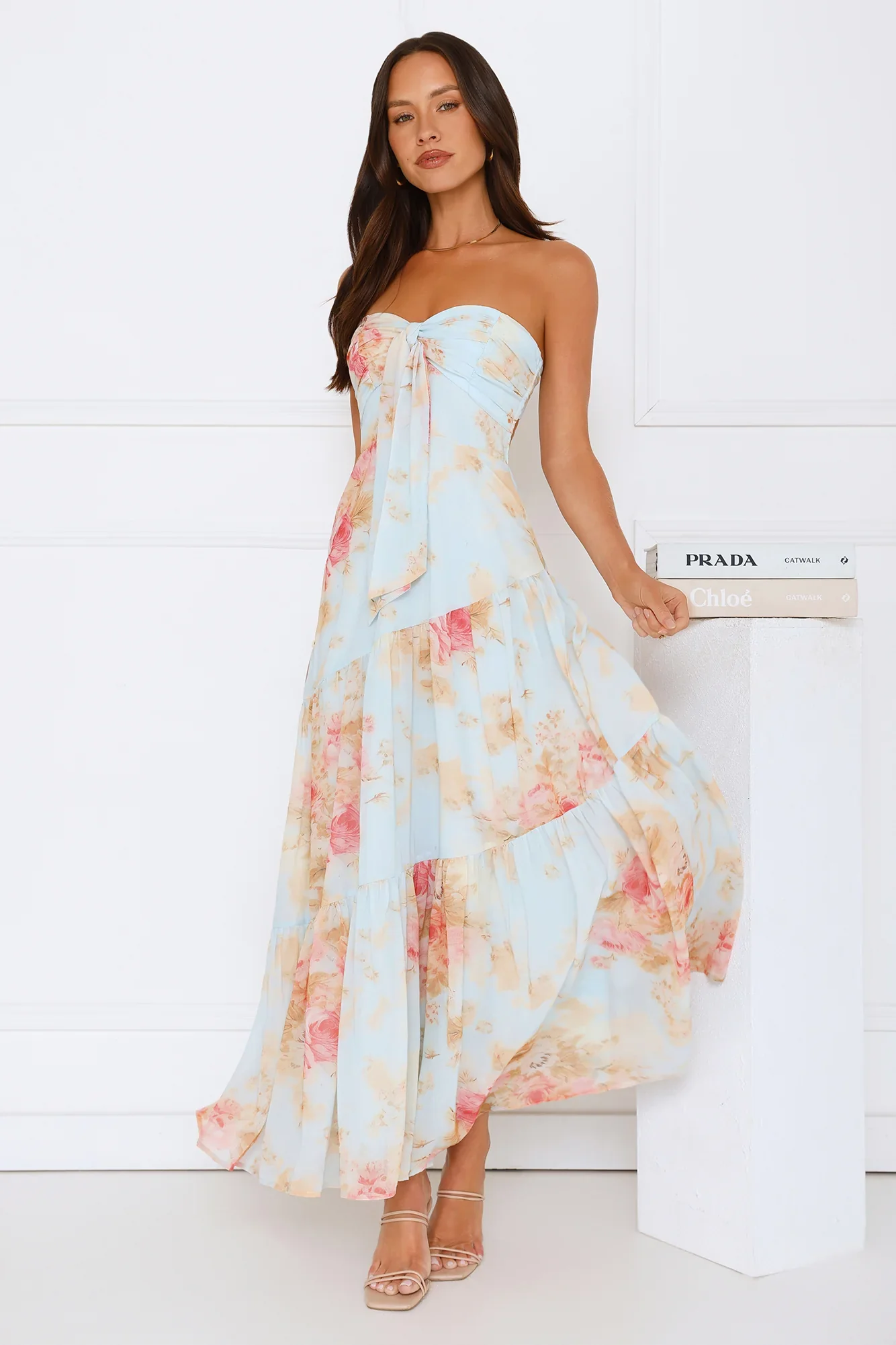 She’s the Blueprint Strapless Maxi Dress Print