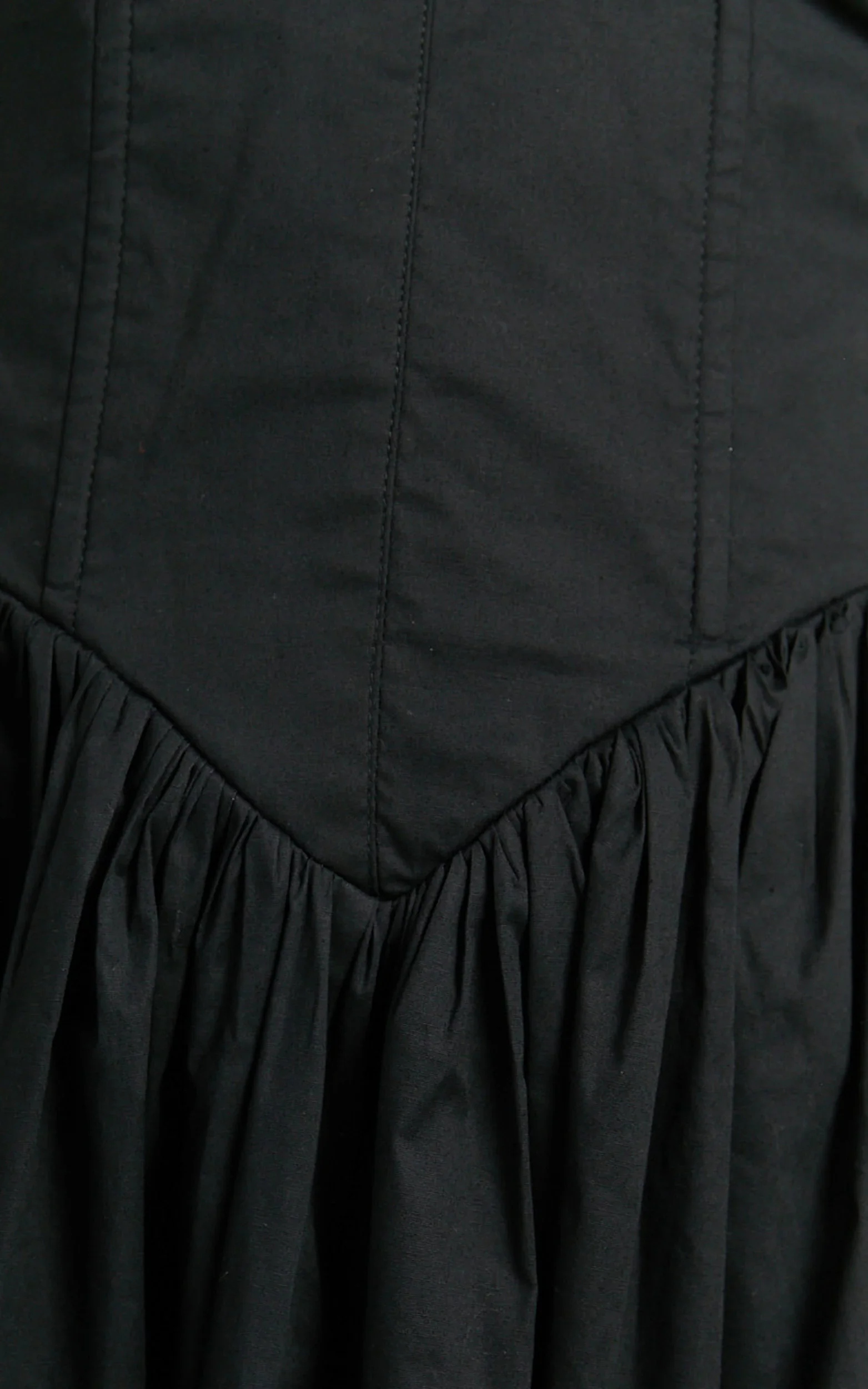 Beckett Midi Dress Scoop Neck Drop V Waist Gathered Skirt Dress in Black