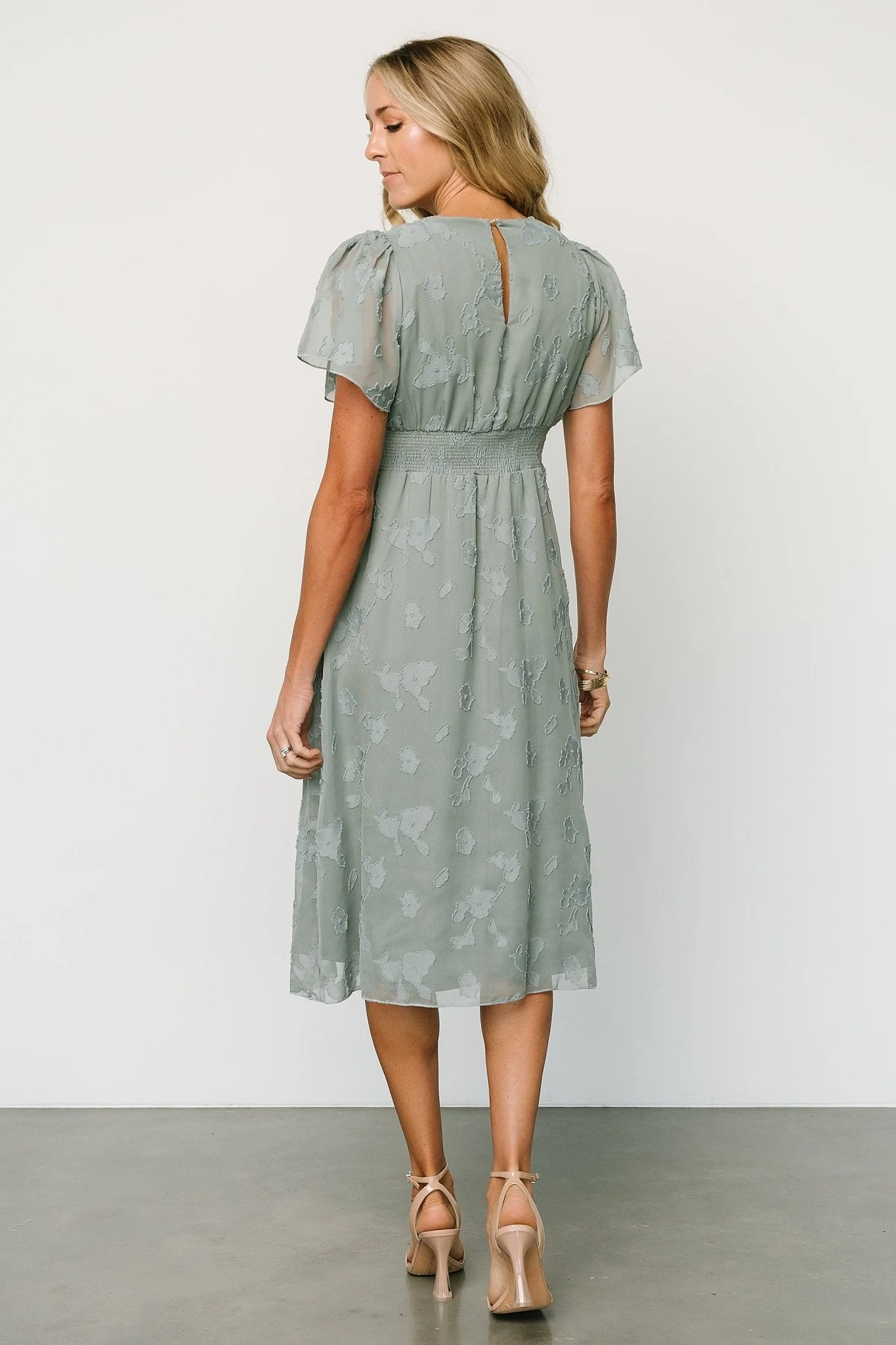 June Smocked Midi Dress | Eucalyptus