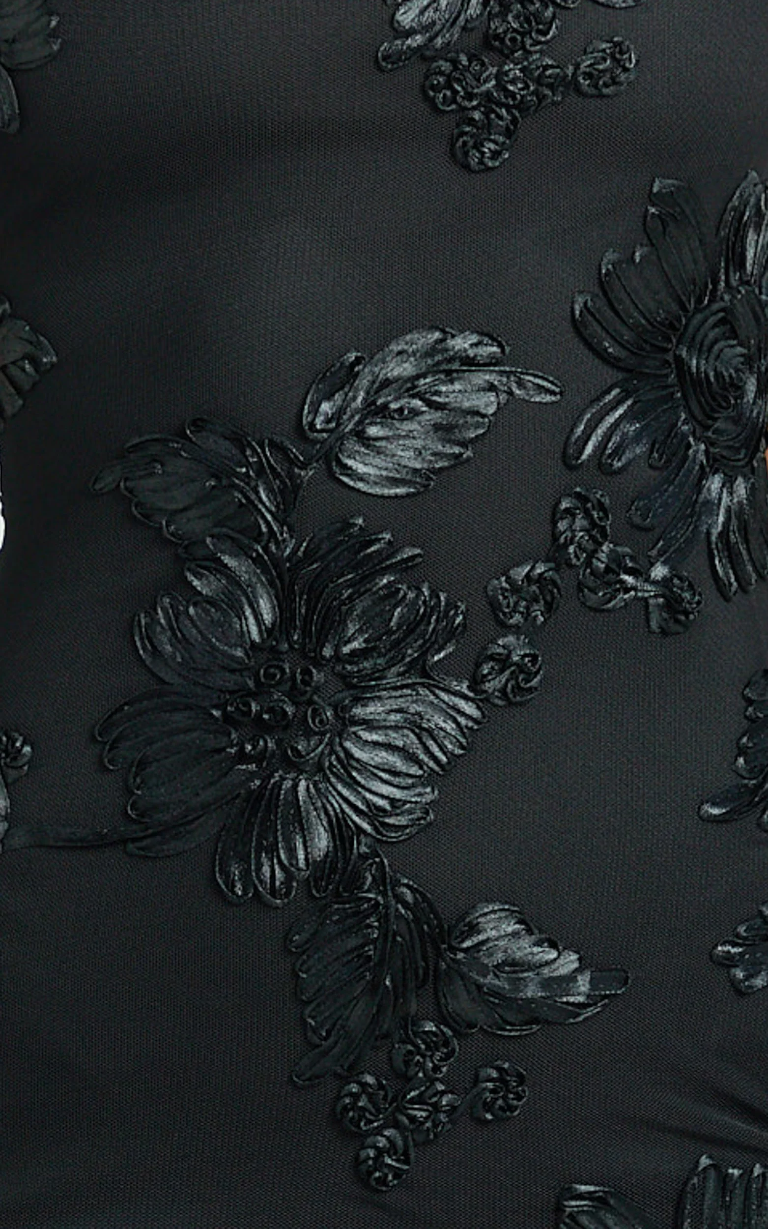 Mina Midi Dress Embroidered Mesh Dress in Black