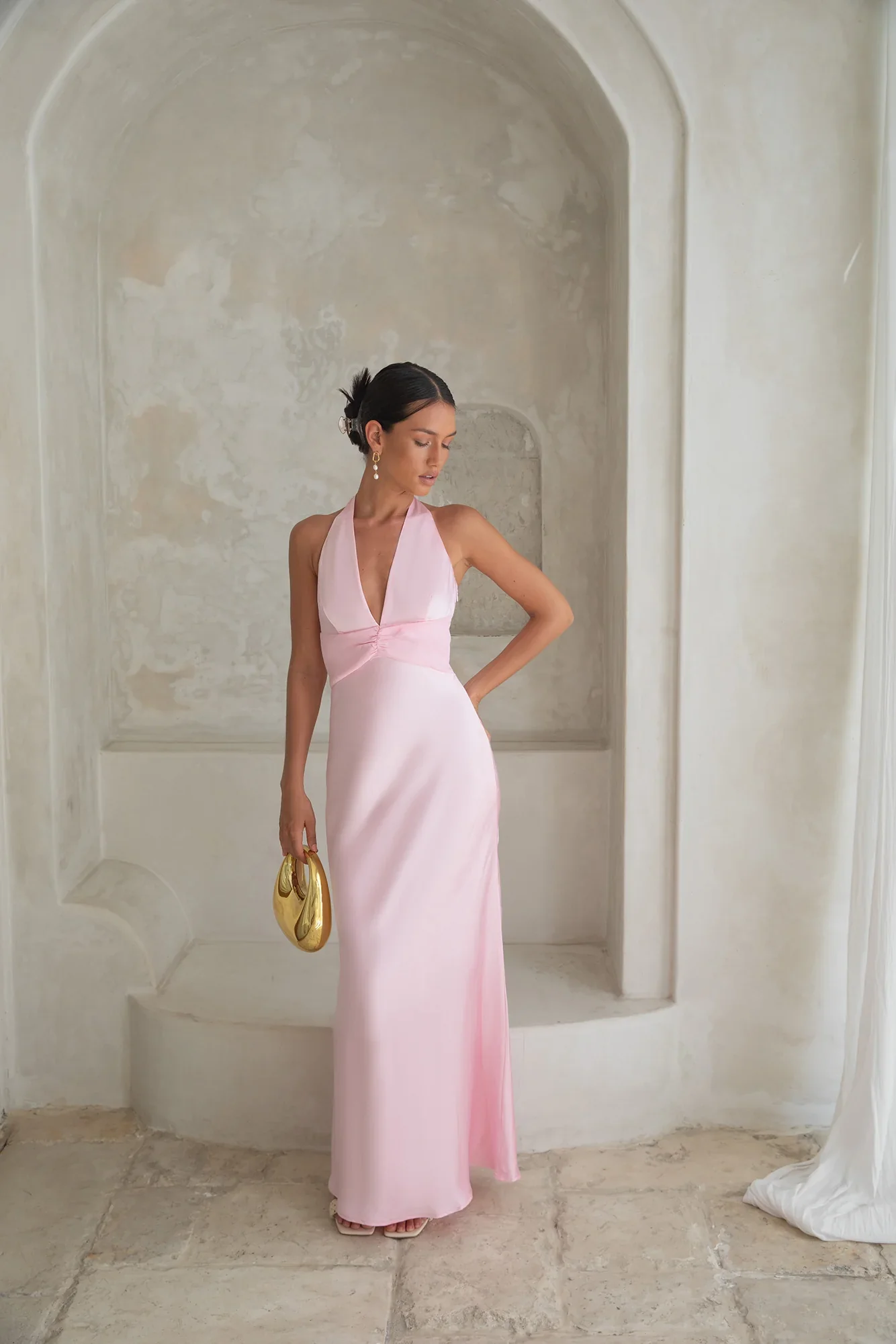 Destinations Halter Maxi Dress Pink