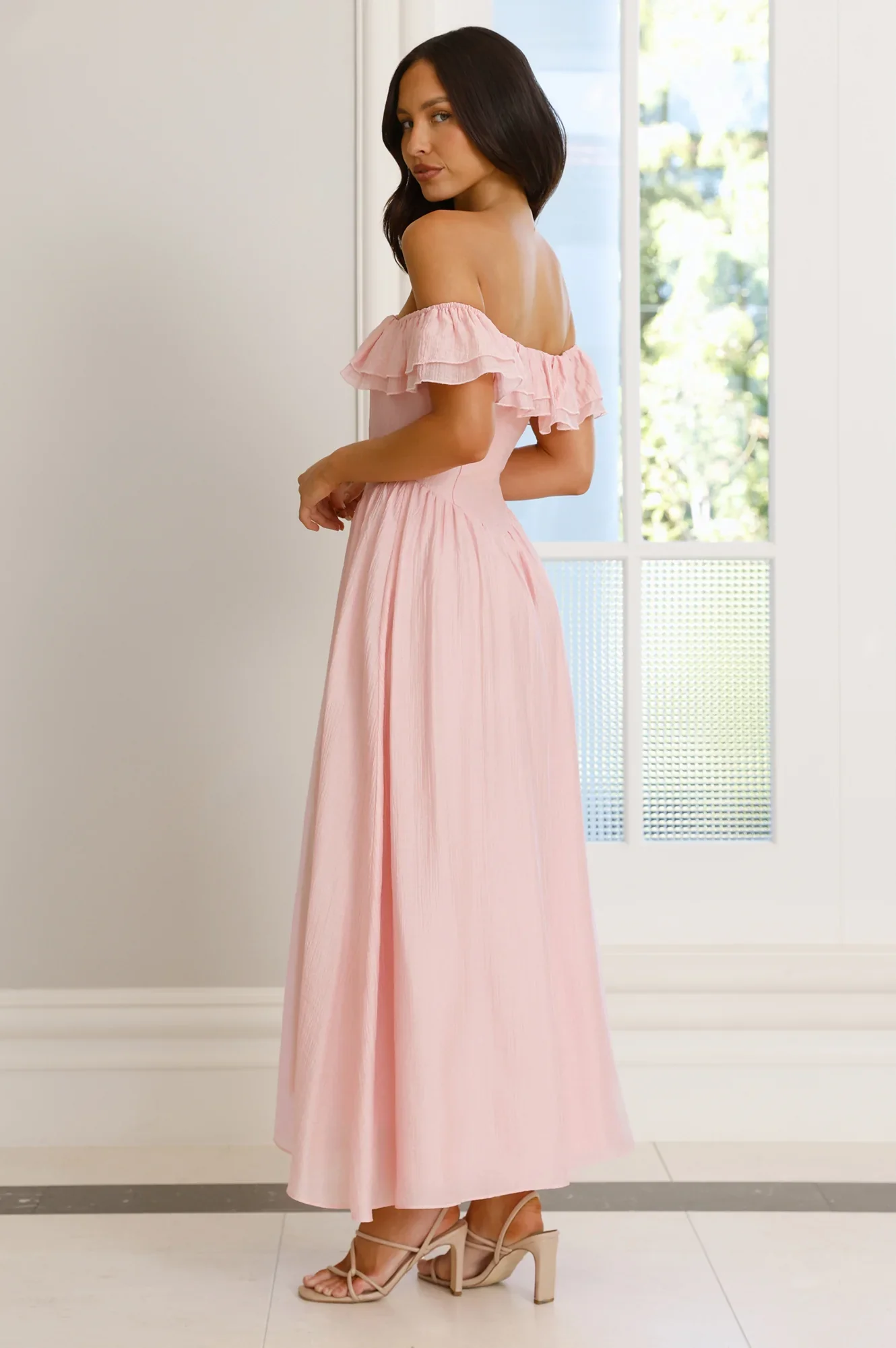Twilight Sonata Off Shoulder Maxi Dress Pink