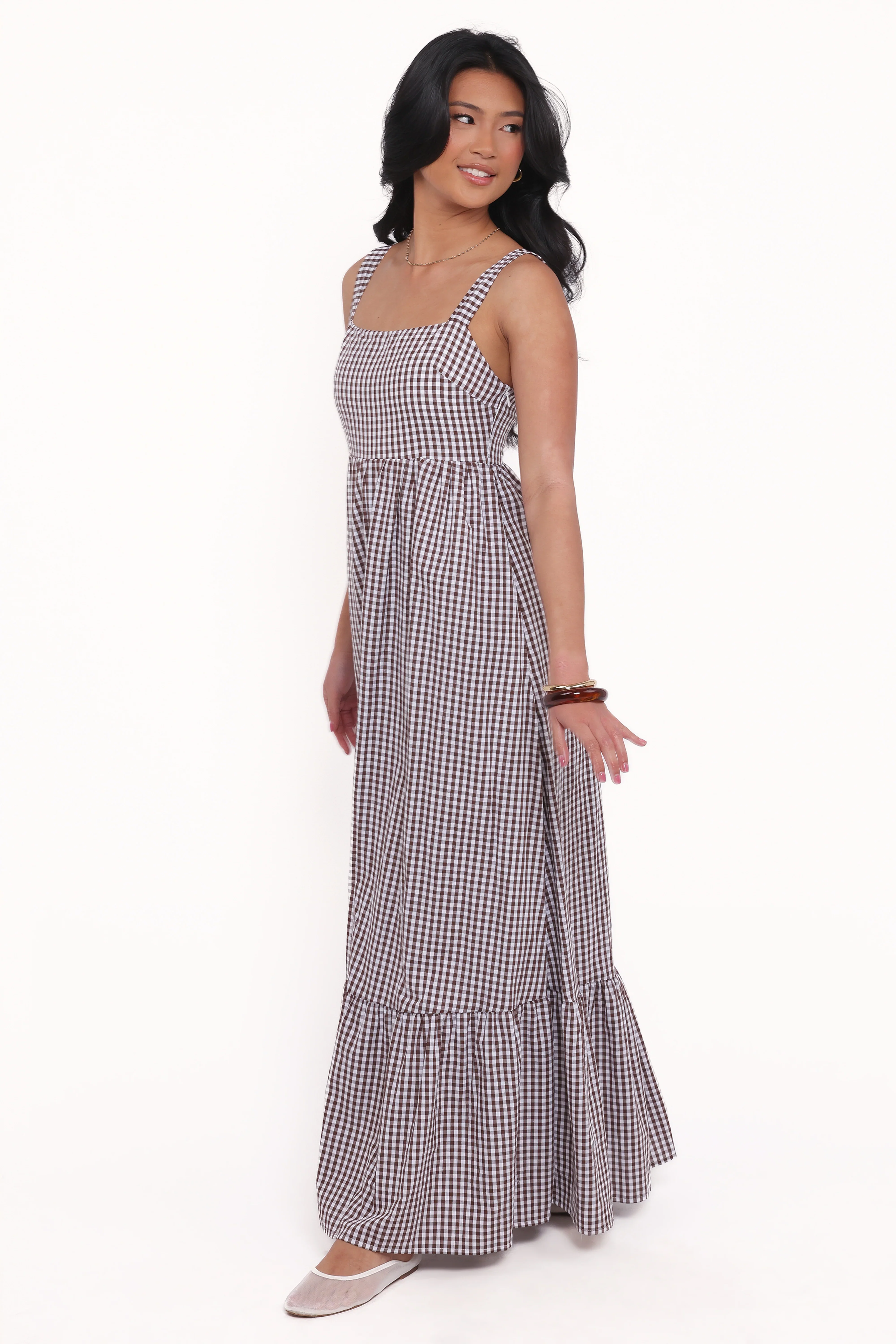 Reid Maxi Dress - Brown Gingham