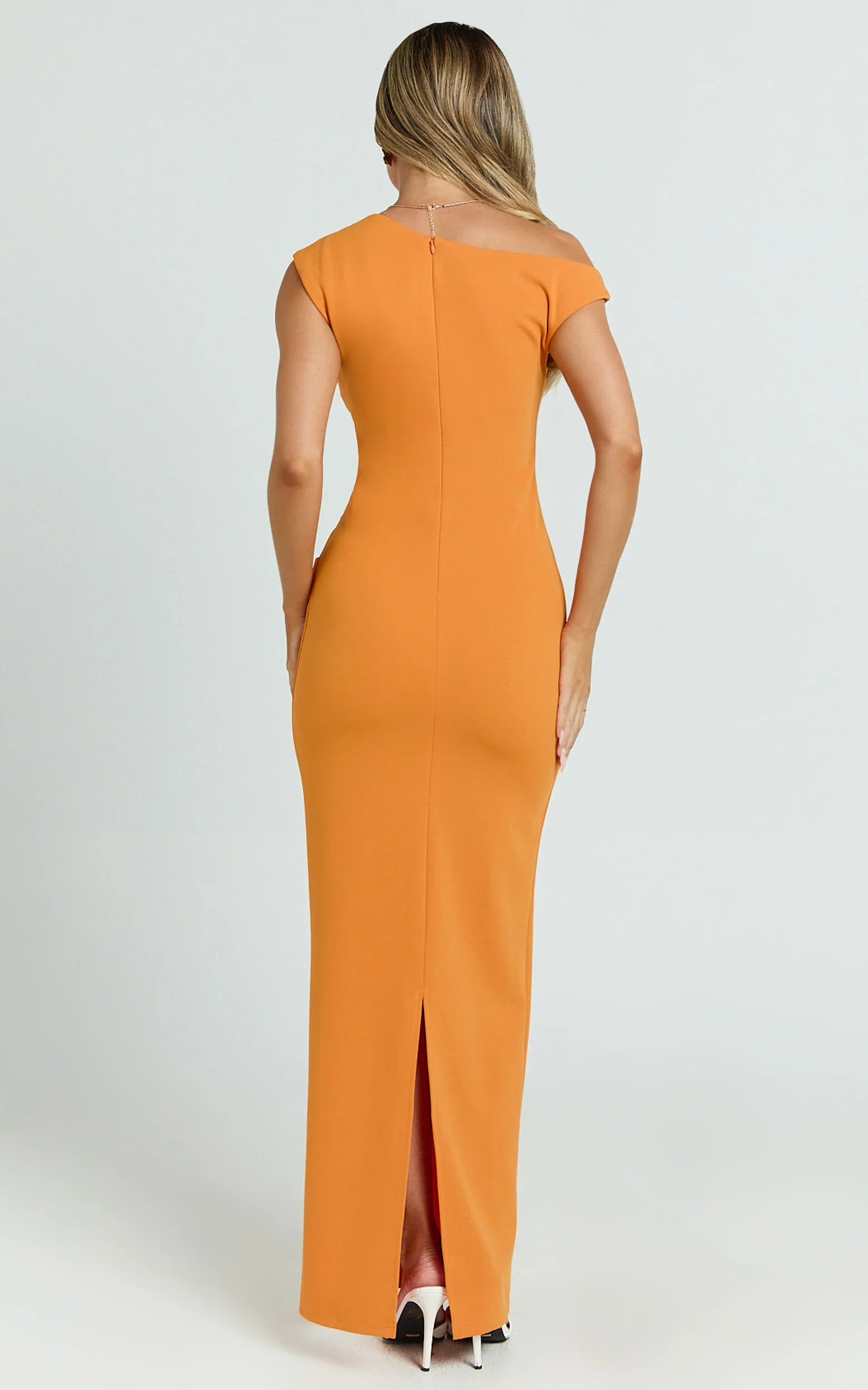 Genie Maxi Dress Off The Shoulder Dress in Orange