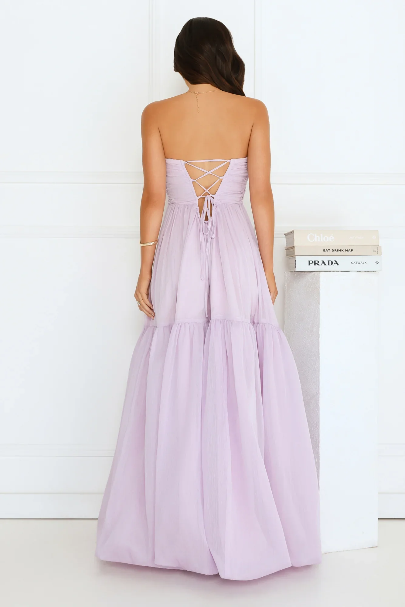 Unforgettable Style Strapless Maxi Dress Lilac