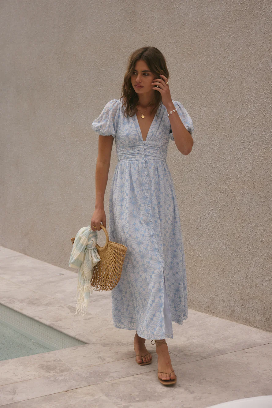Floral Dreams Maxi Dress Blue