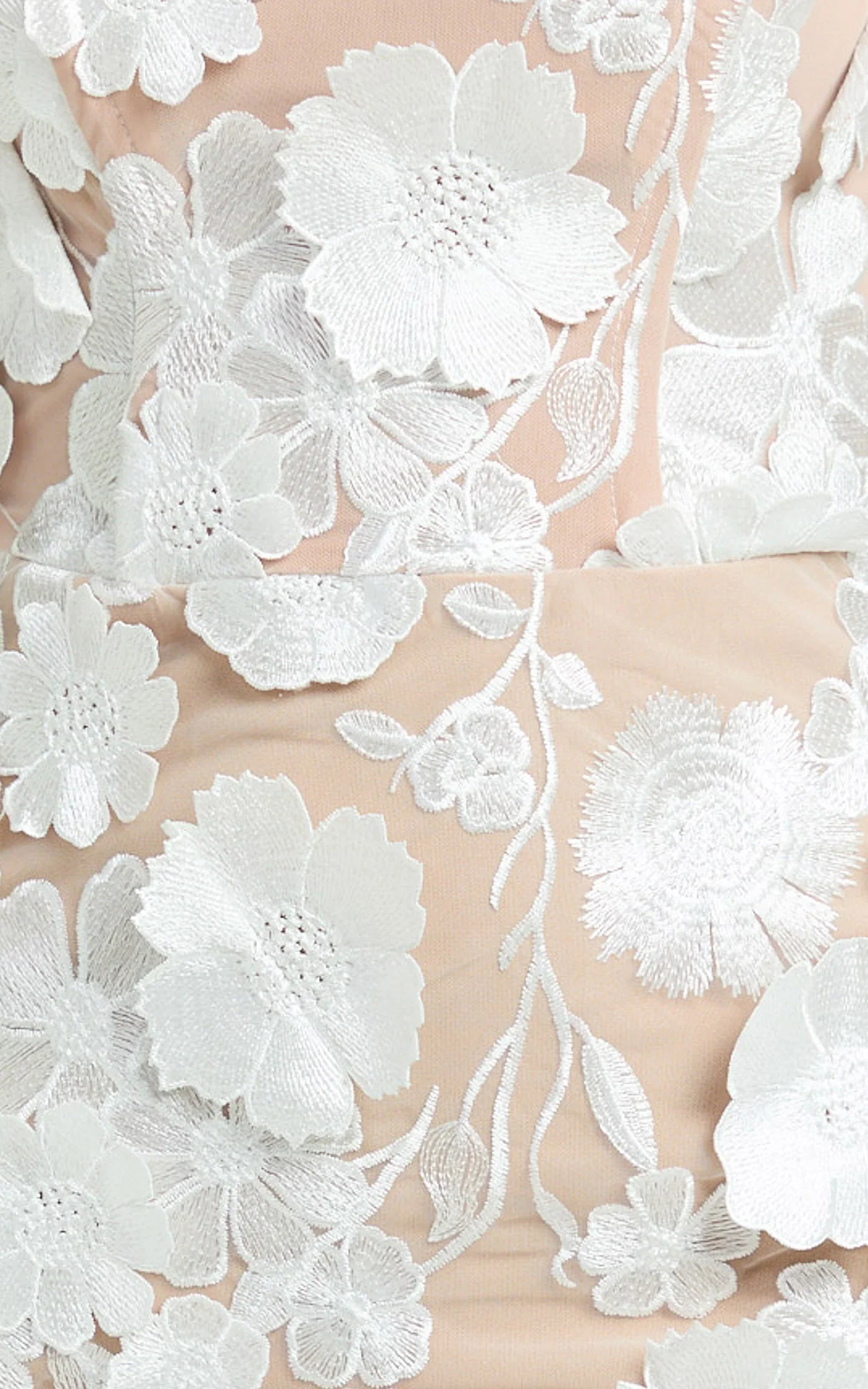 Sienna Maxi Dress 3D Floral Strapless Column Dress in White