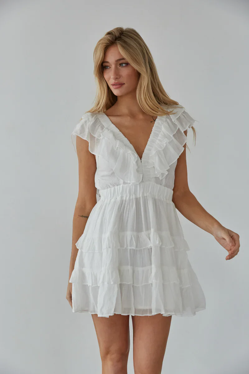 Xena Flutter Sleeve Mini Dress