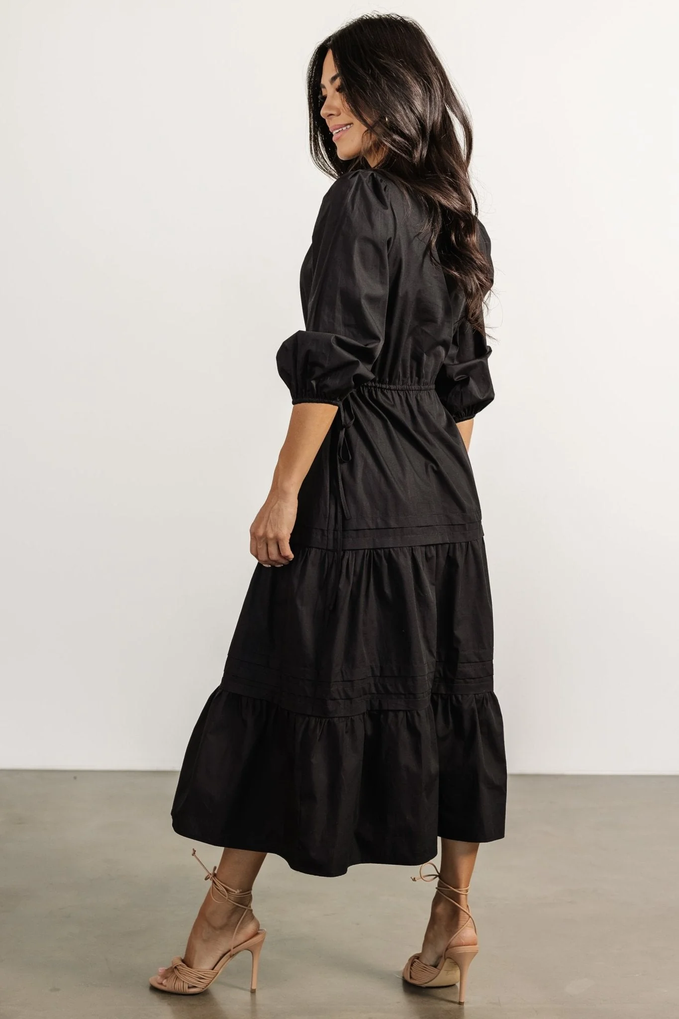 Santa Fe Poplin Midi Dress | Black