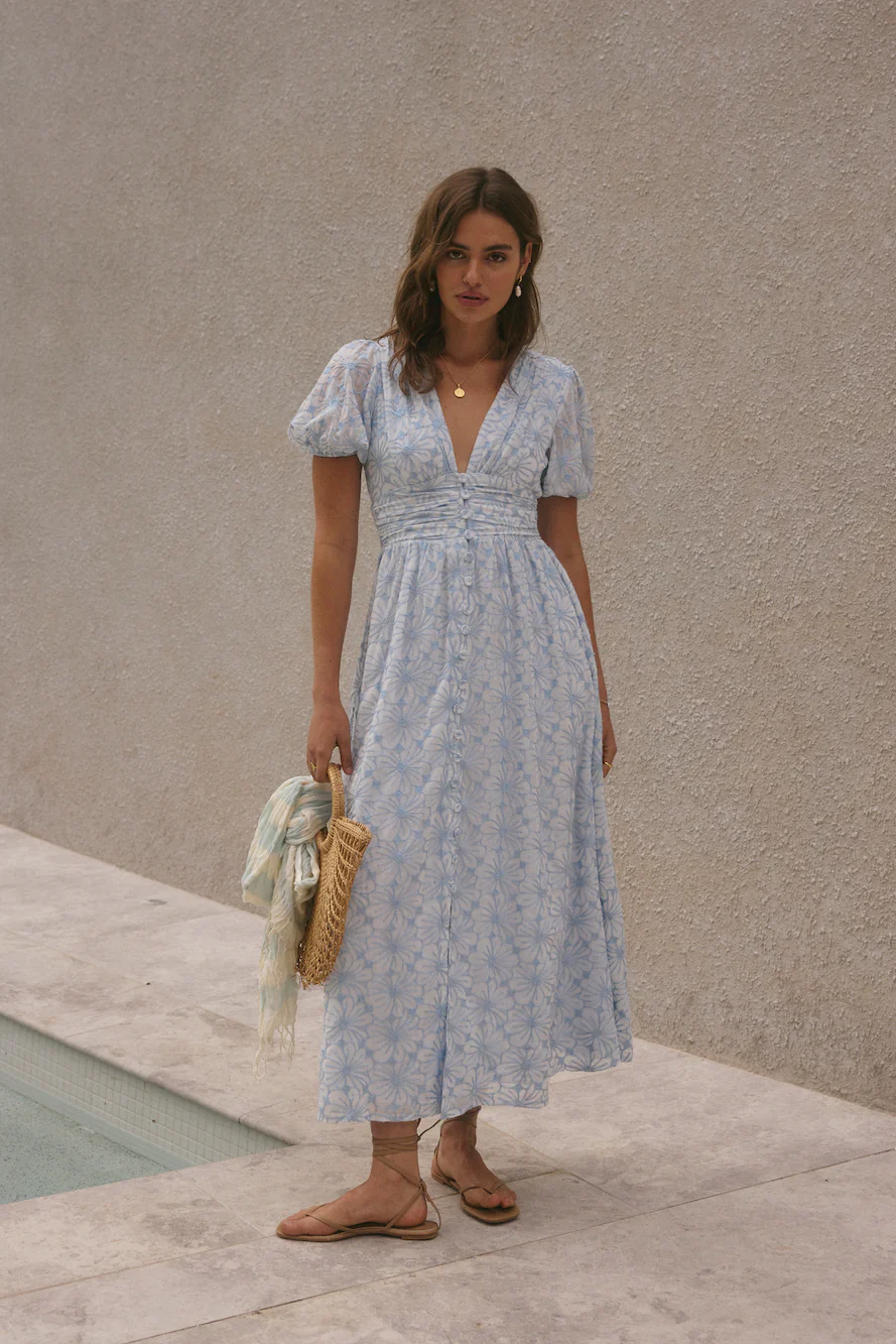 Floral Dreams Maxi Dress Blue