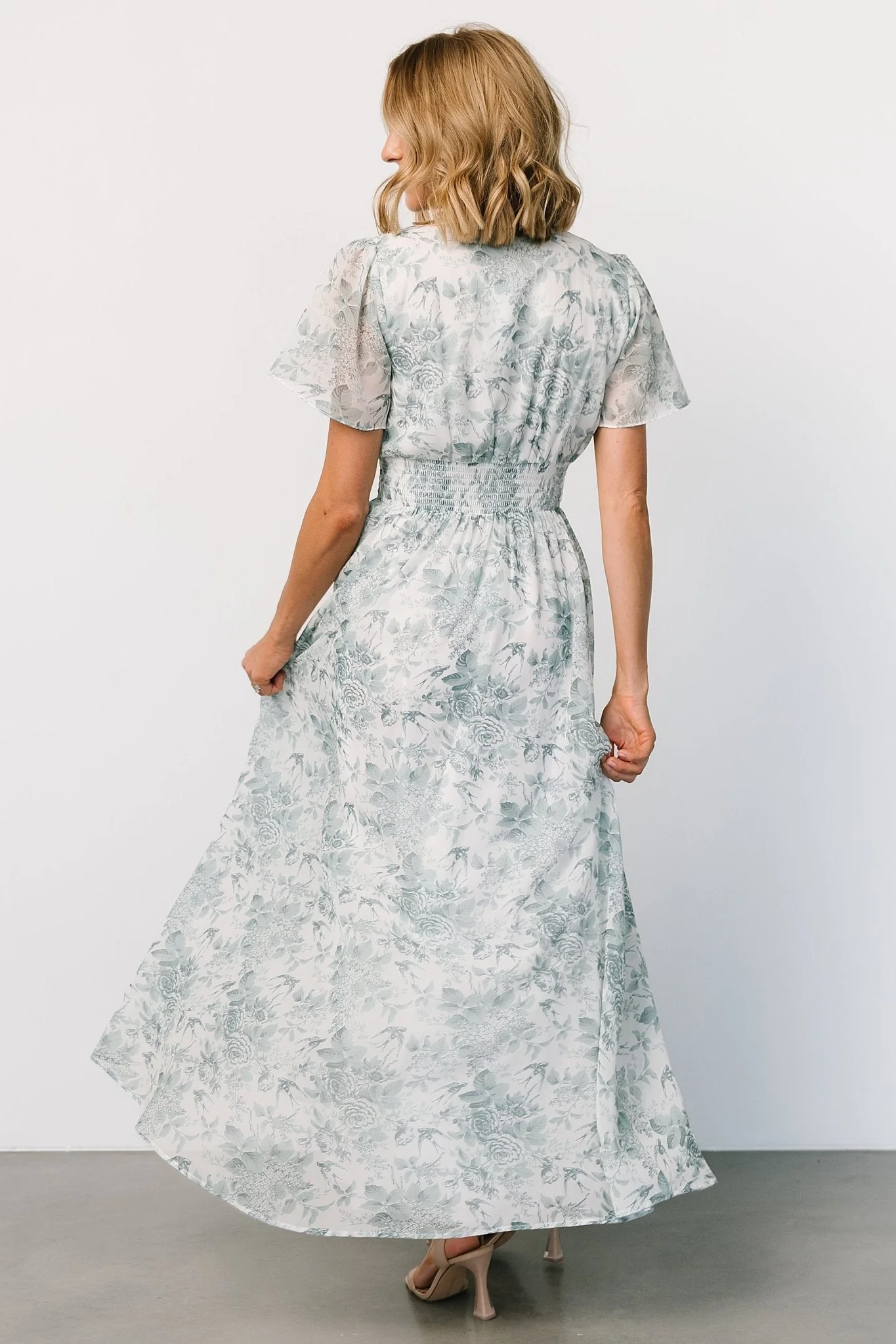 Birdie Maxi Dress | White + Sage Floral