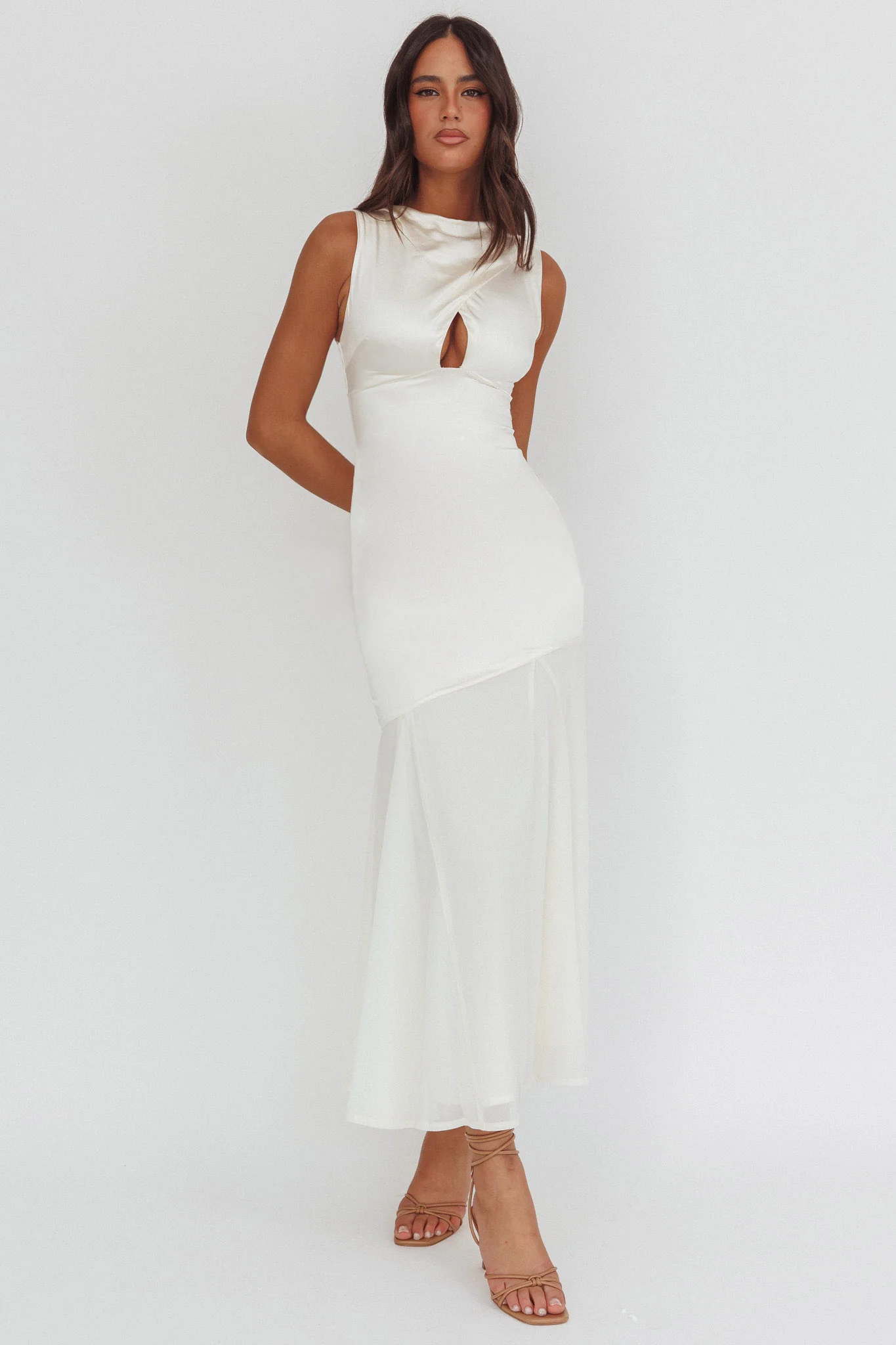 Meliza Keyhole Bust Maxi Dress Oyster