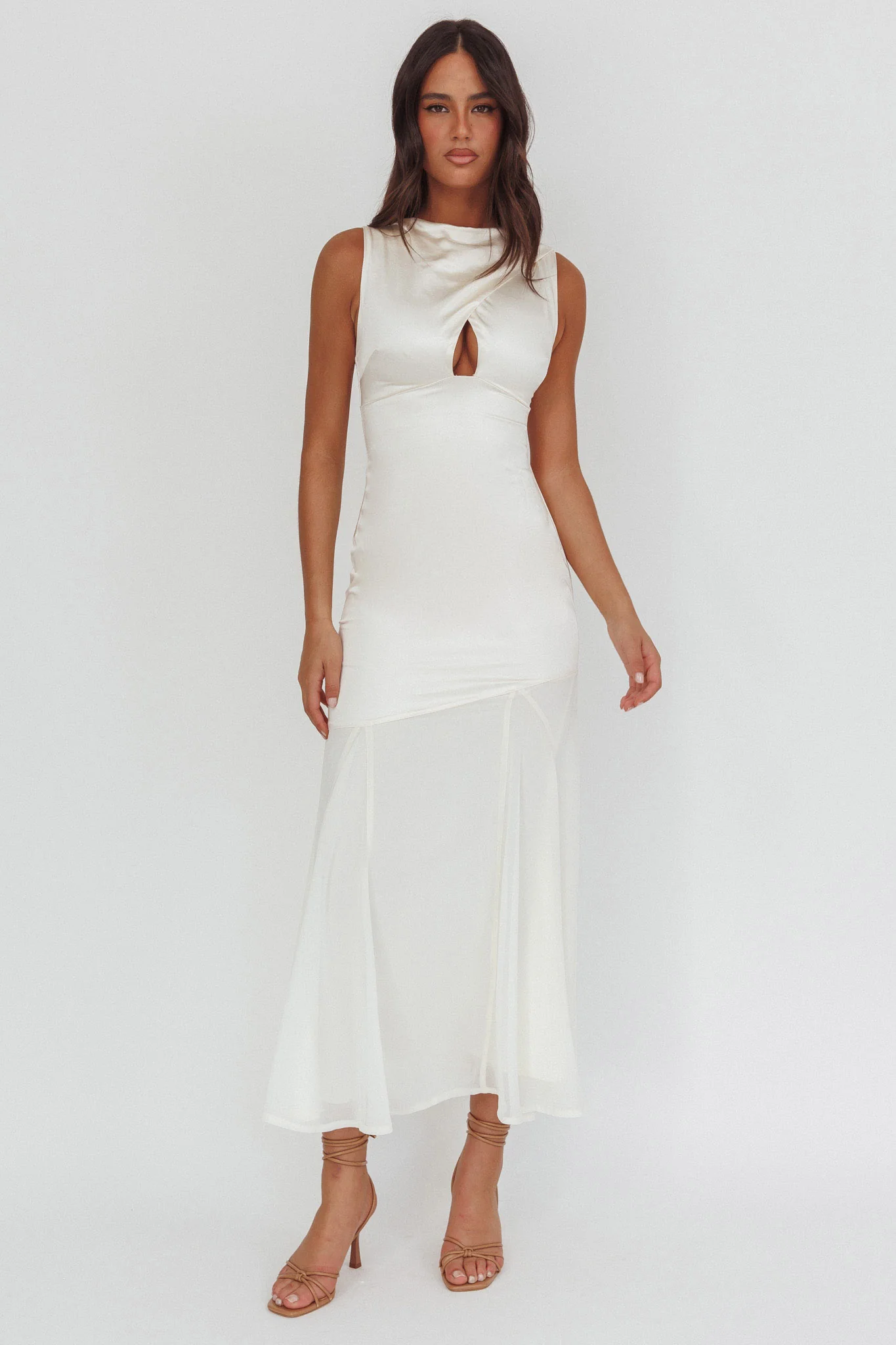Meliza Keyhole Bust Maxi Dress Oyster