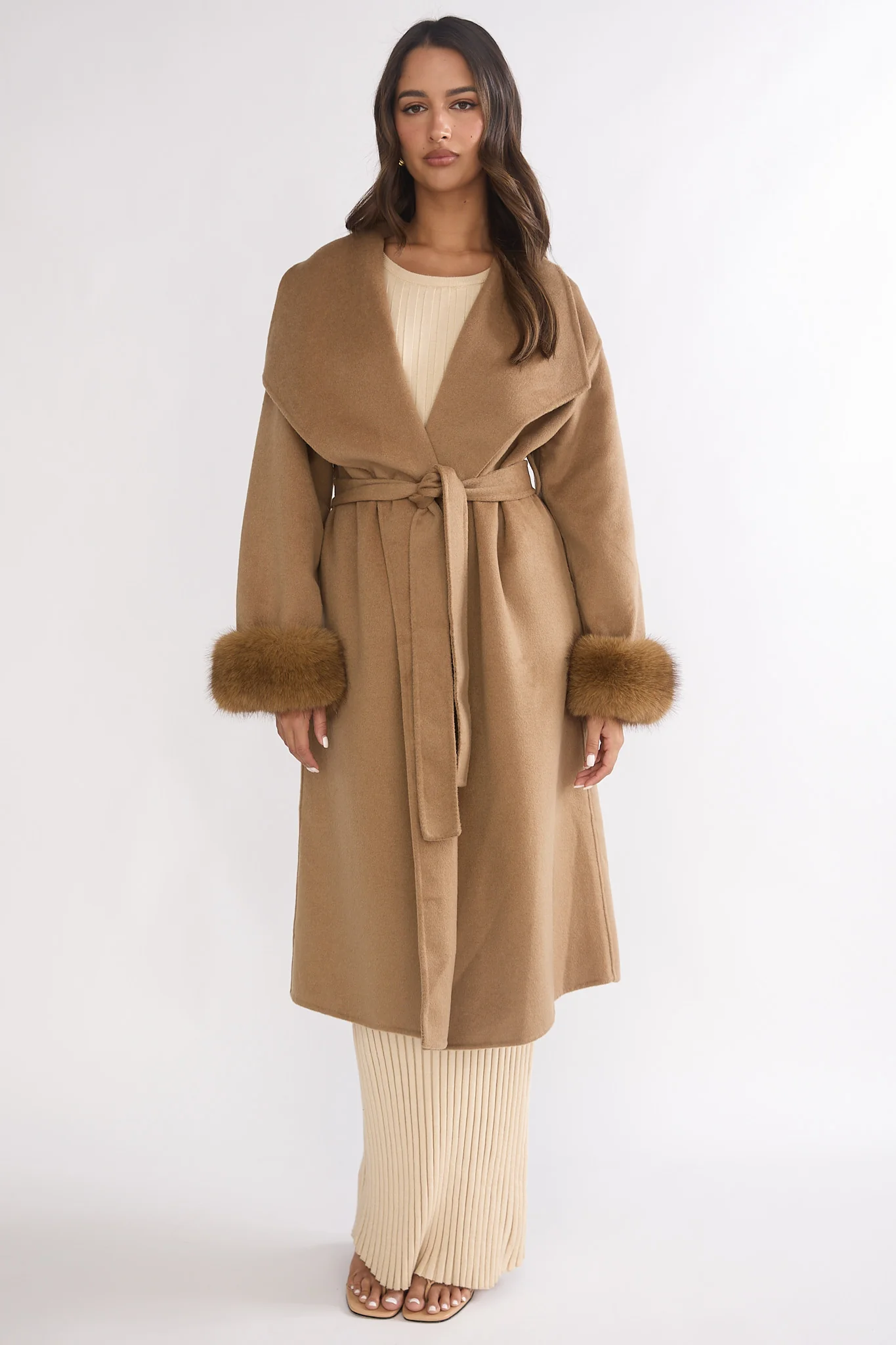 Zannora Faux Fur Coat Camel