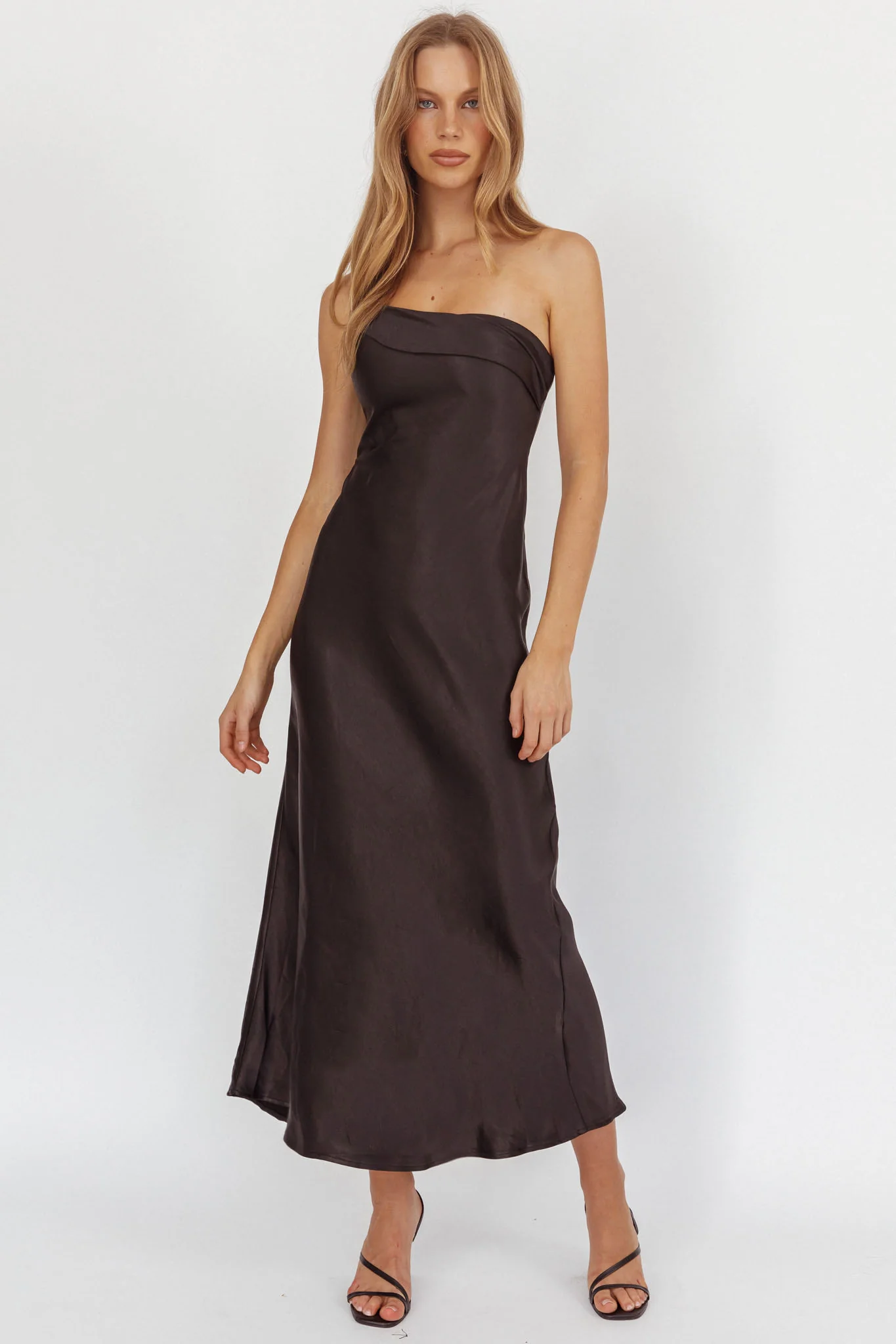 Carmel One-Shoulder Sash Maxi Dress Black