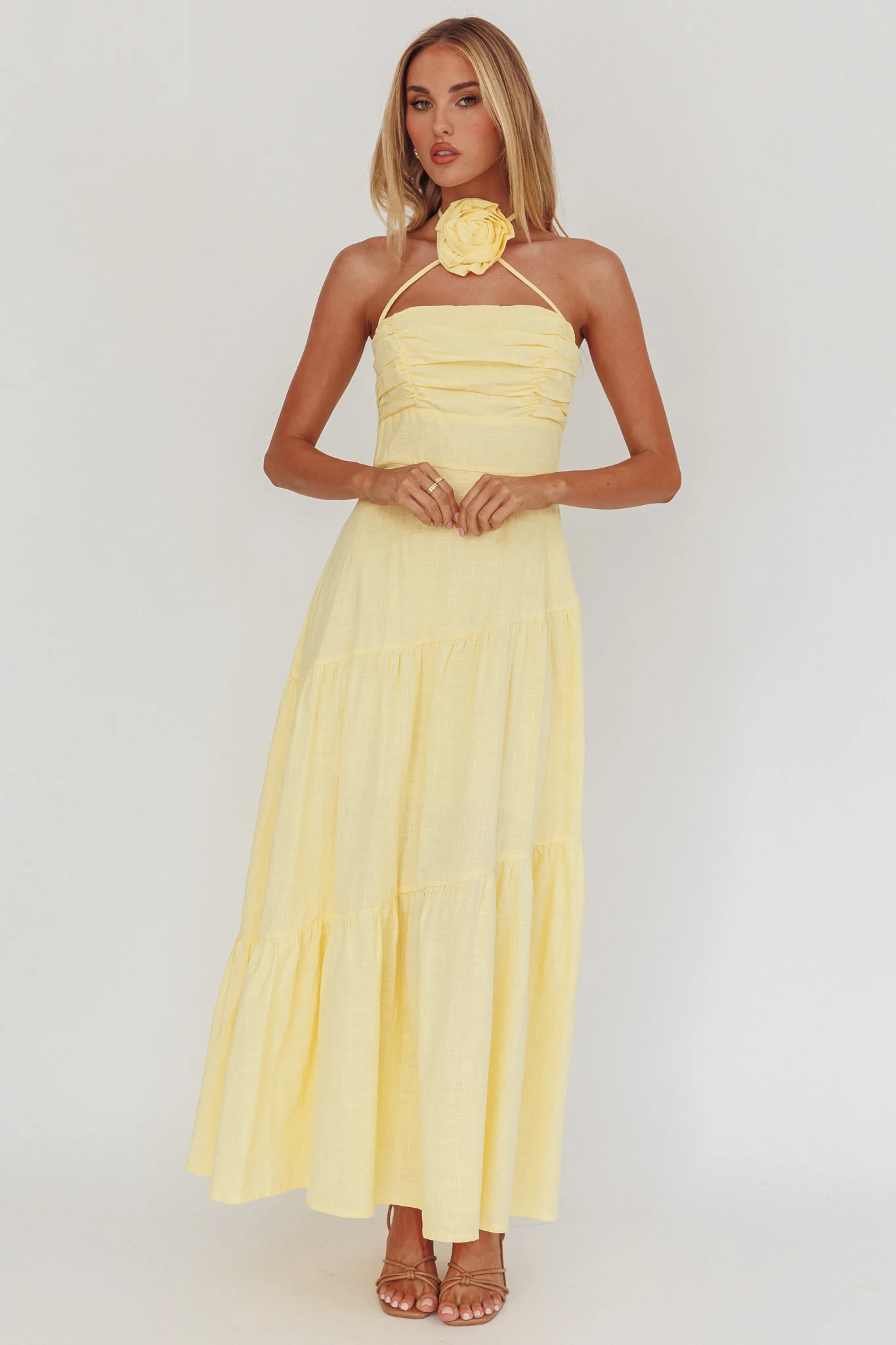 Bondi Rose Decoration Maxi Dress Lemon