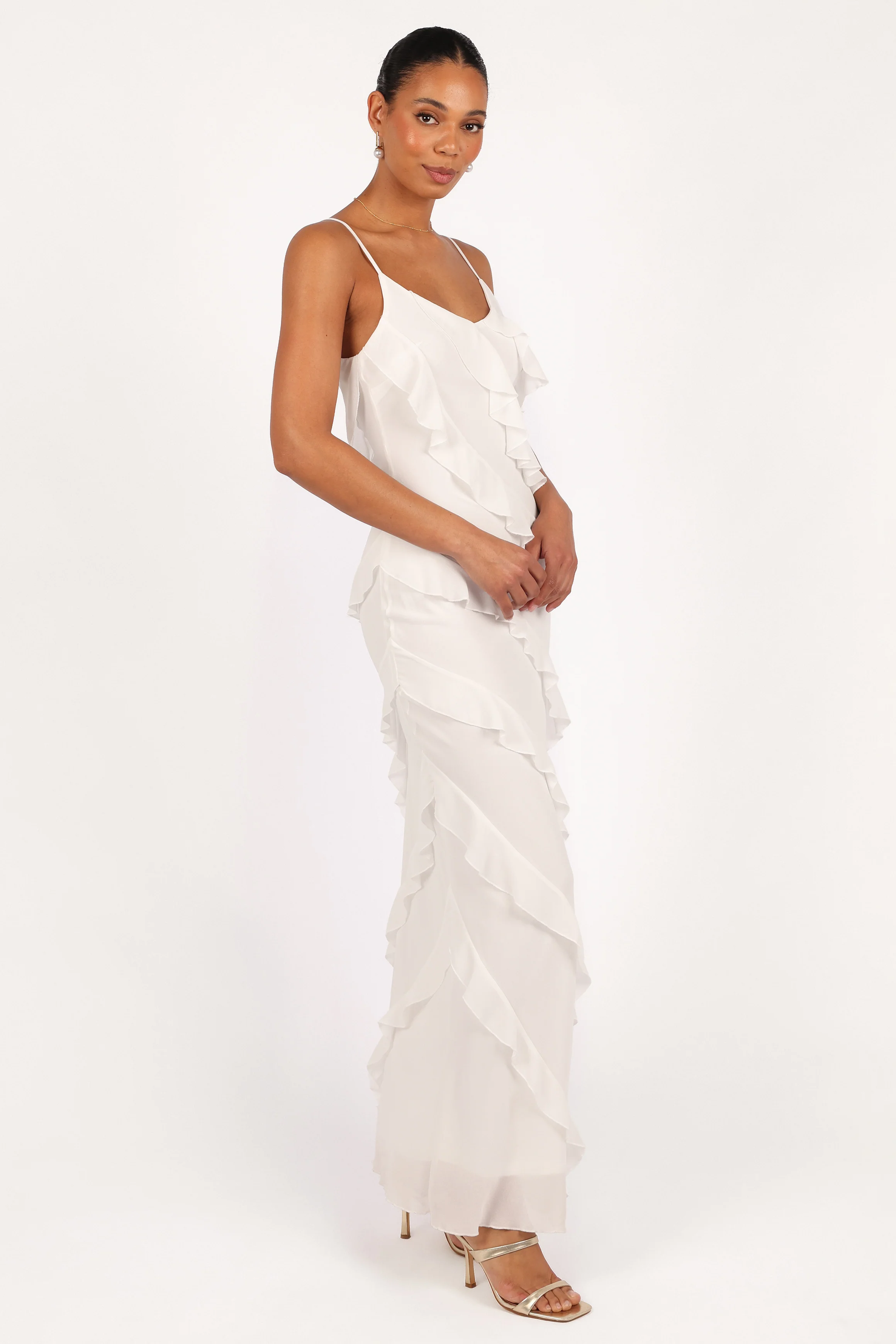 Ciao Ruffles Maxi Dress - Cloud White