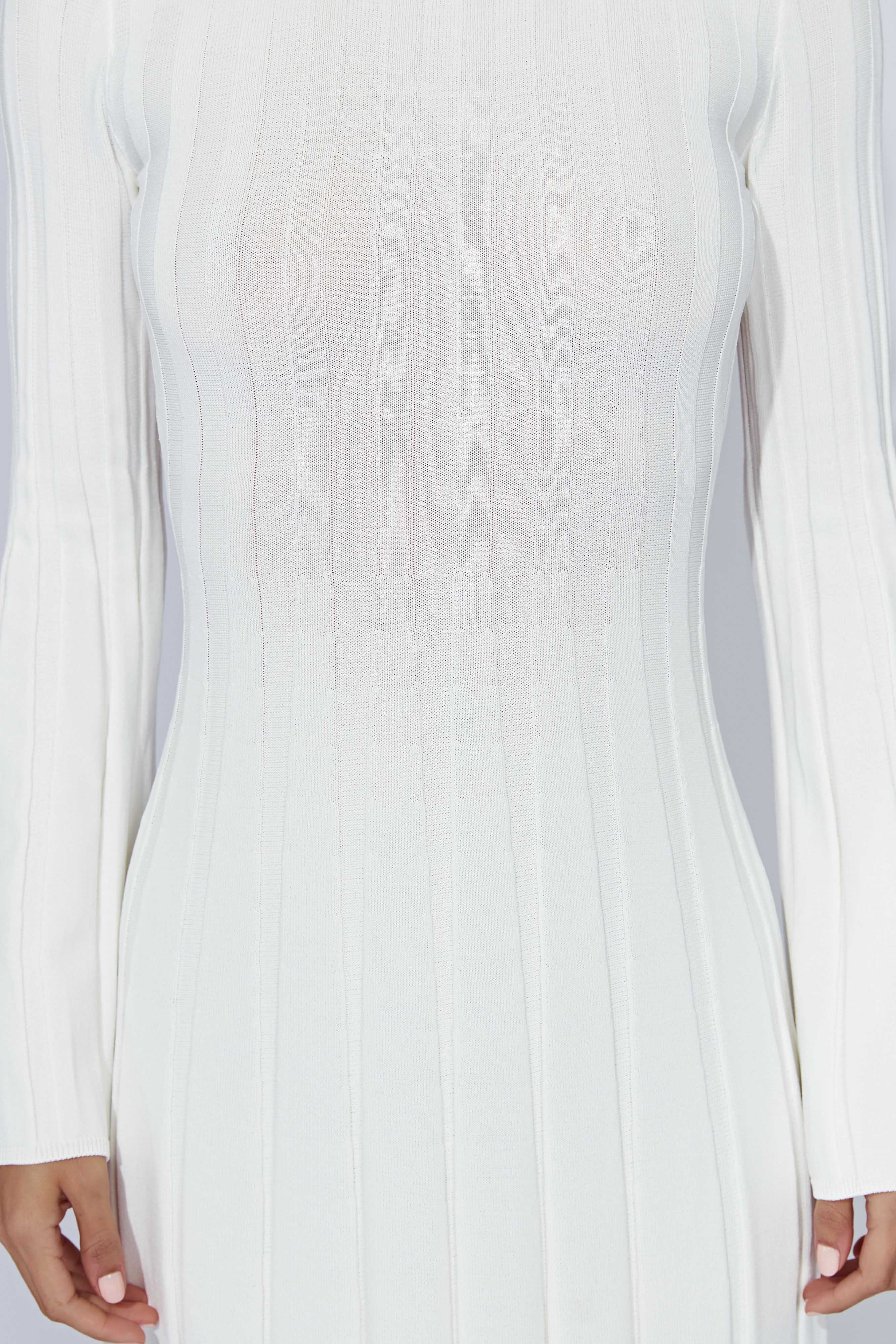 MESHKI Juniper Flare Sleeve Knit Midi Dress - White