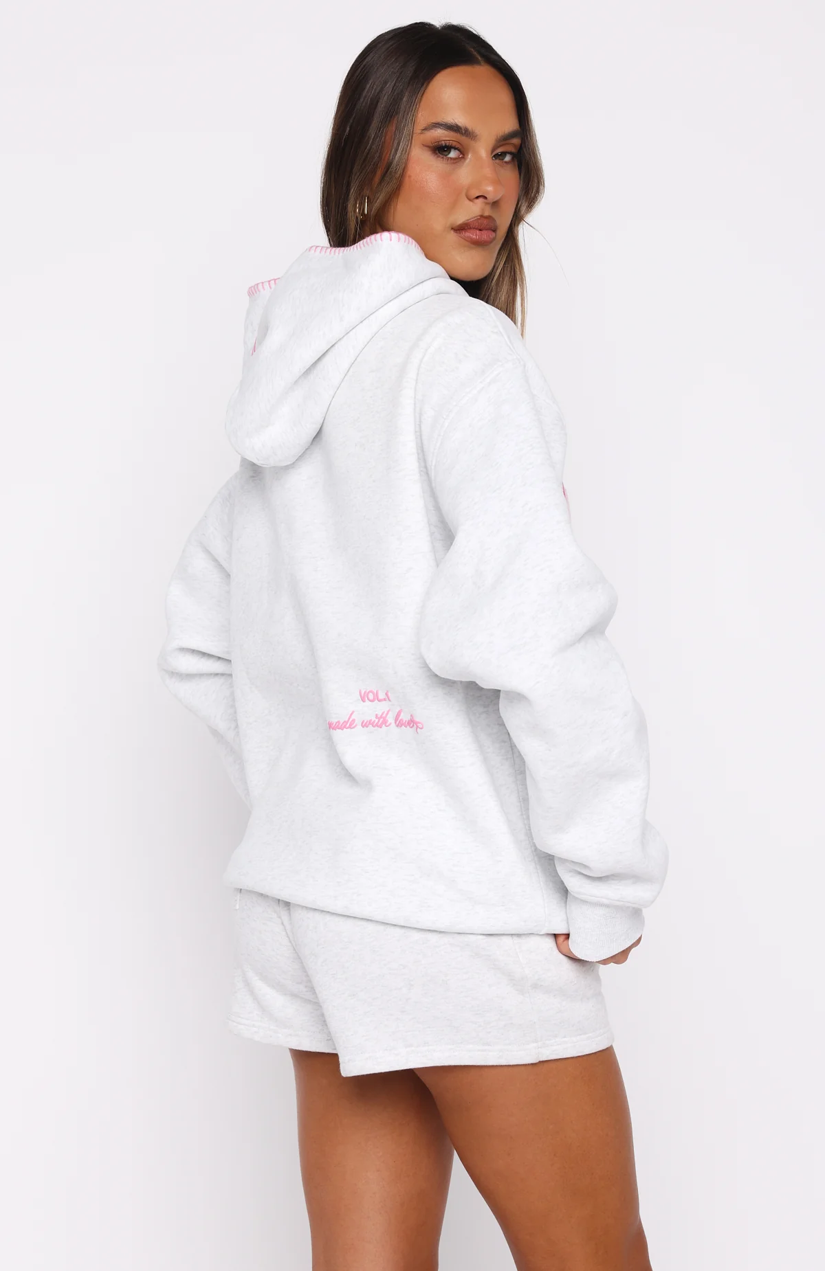 Vol. 1 Front Graphic Oversized Hoodie Grey Marle