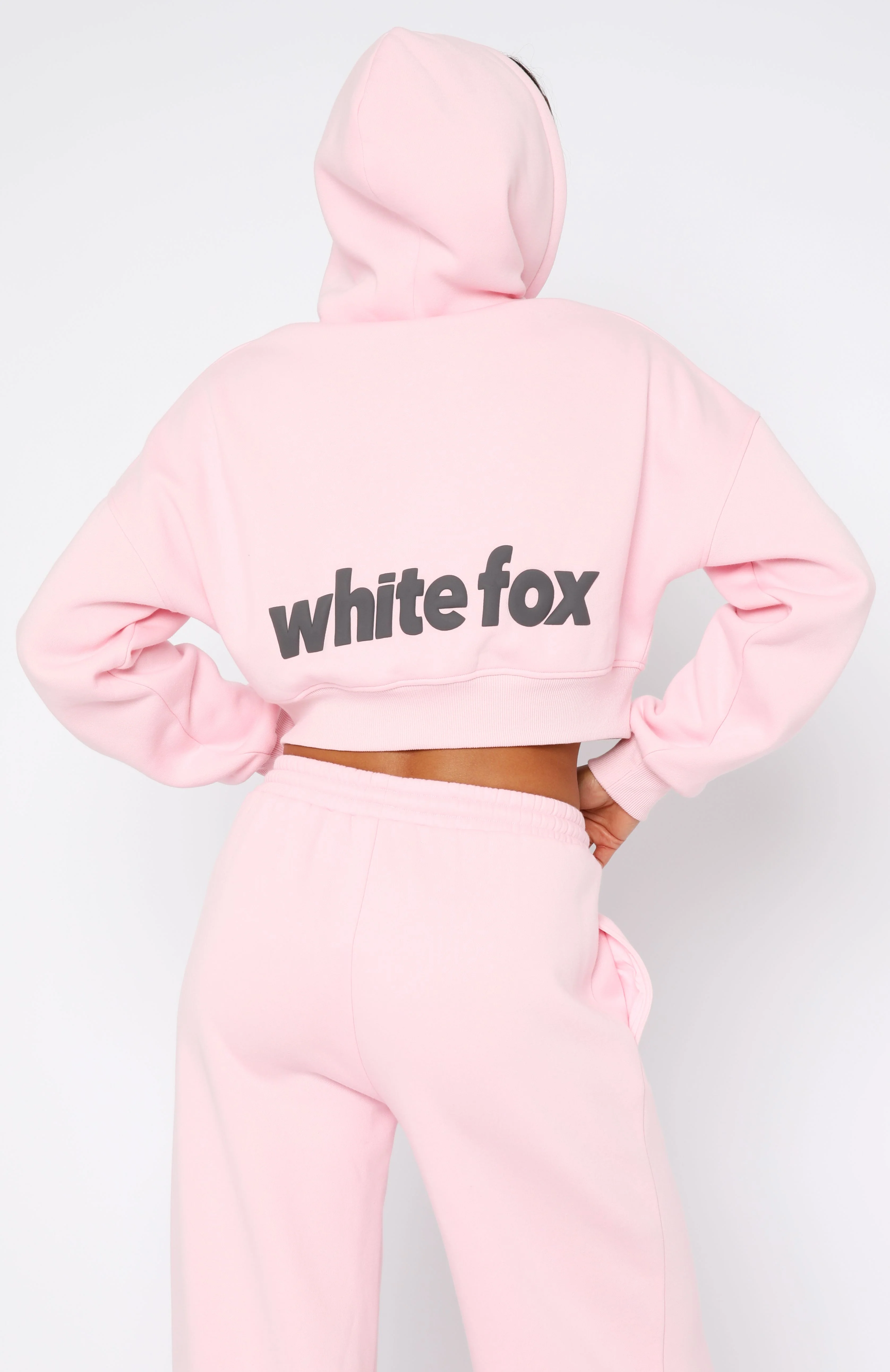 From The Archives Charli Cropped Zip Front Hoodie Pink