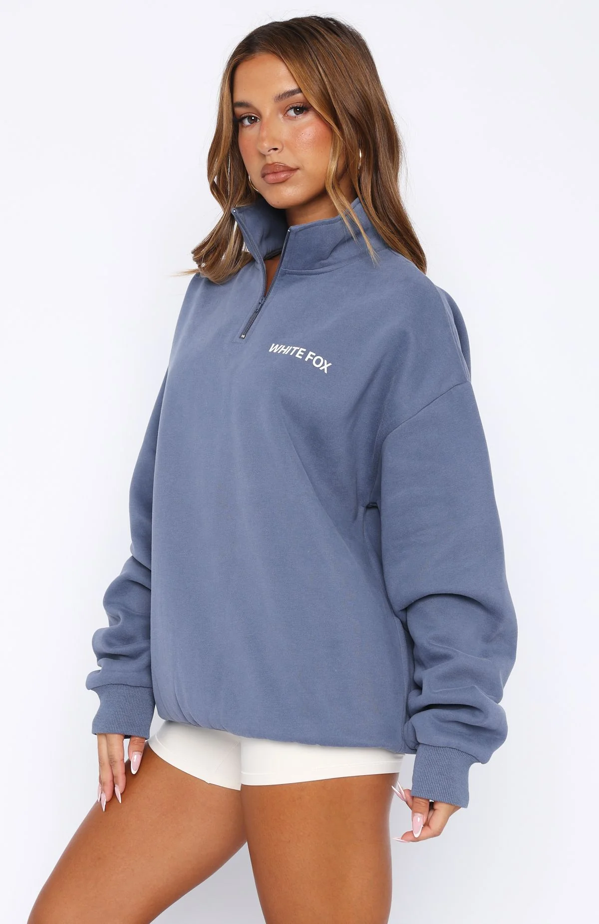 Core Classic Zip Front Sweater Ocean