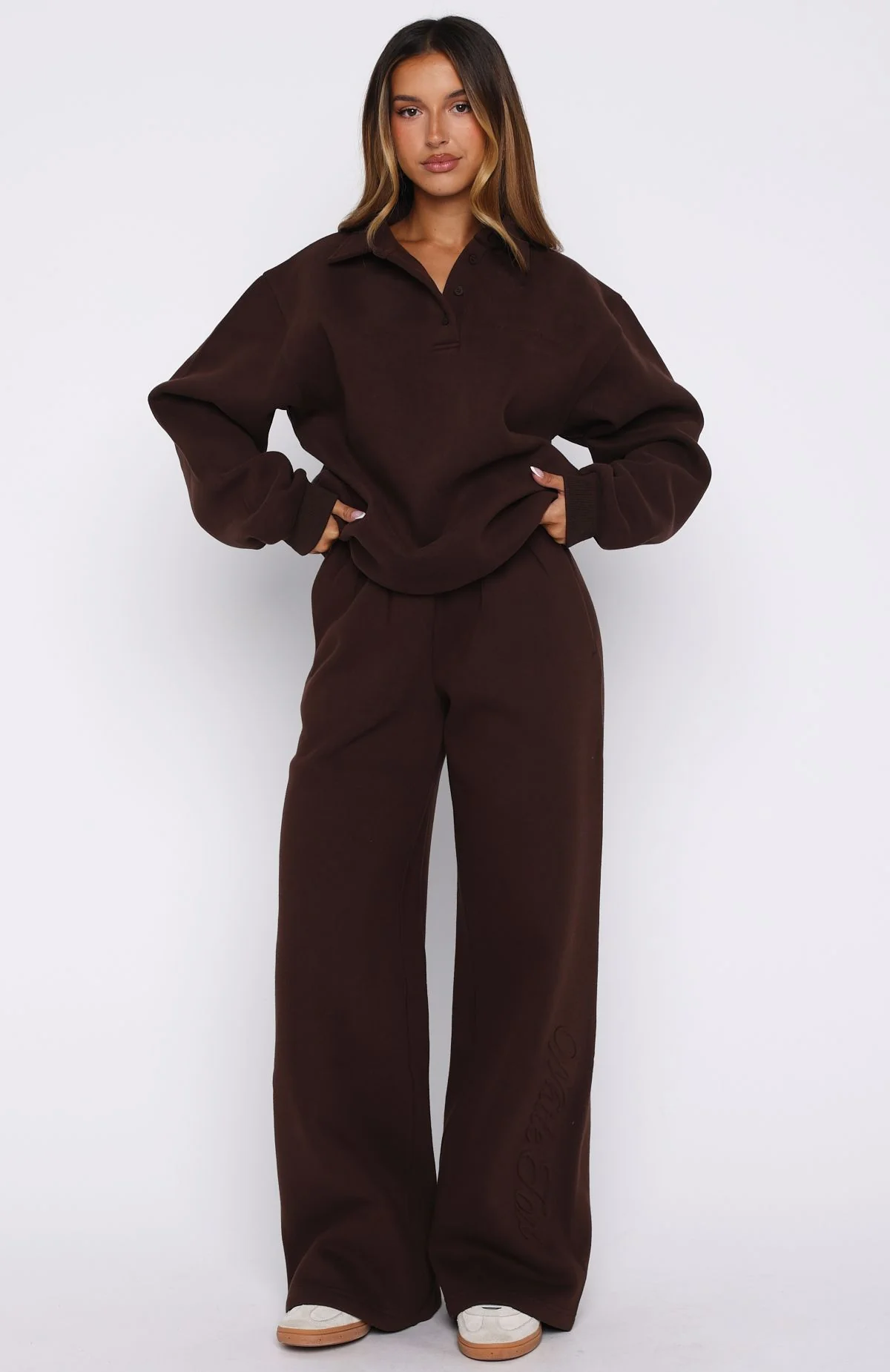 Chill Moves Wide Leg Sweatpants Chocolate