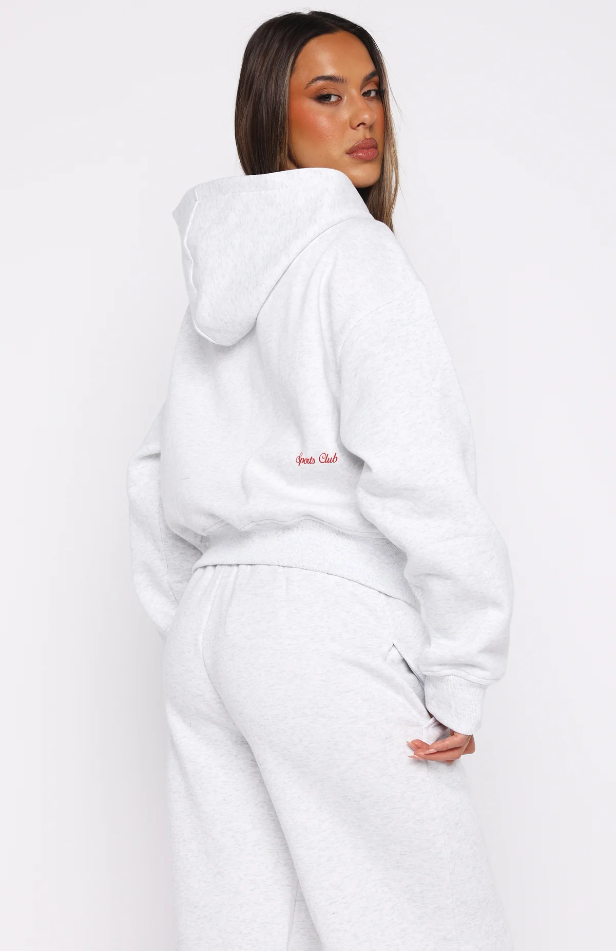 Club 14 Allie Boxy Zip Front Hoodie Grey Marle