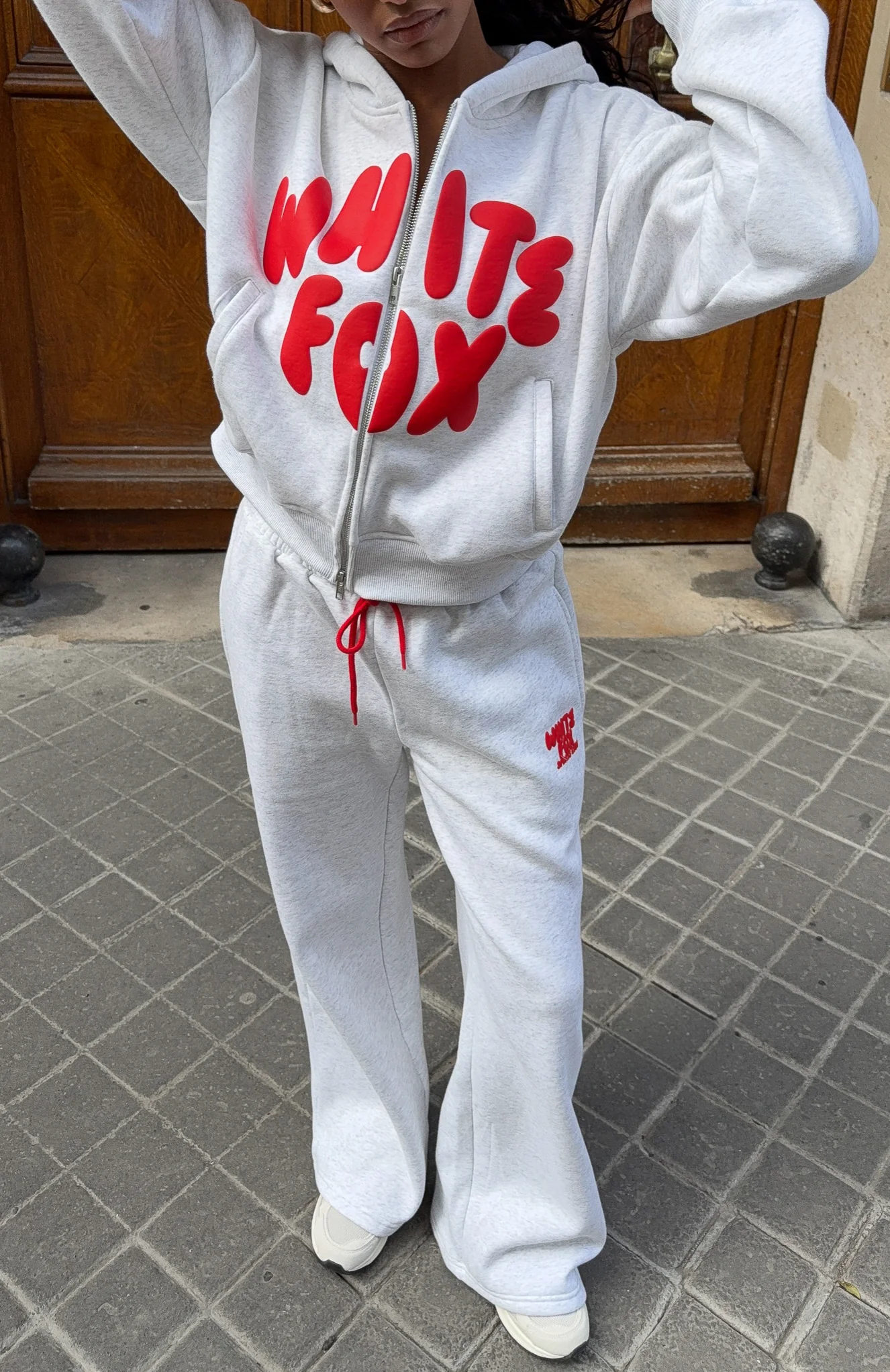 Club 14 Allie Wide Leg Sweatpants Grey Marle