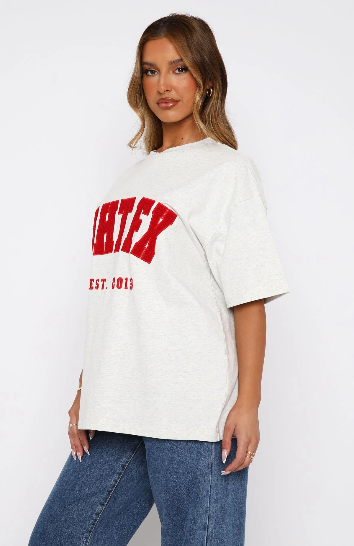 Give It Away Oversized Tee Grey Marle/Red