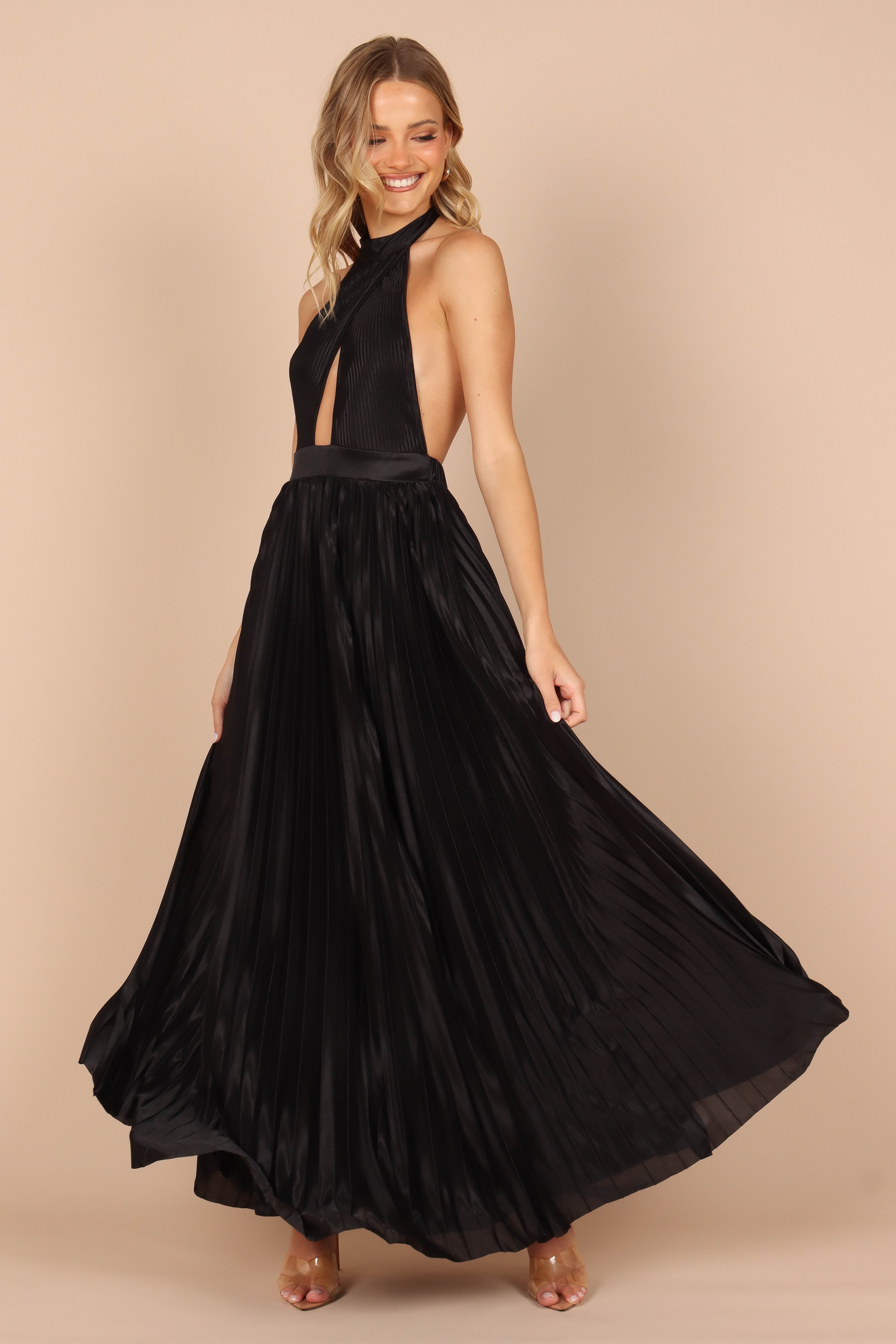 Elle Halter Neck Maxi Dress Black Ecamshop 8564