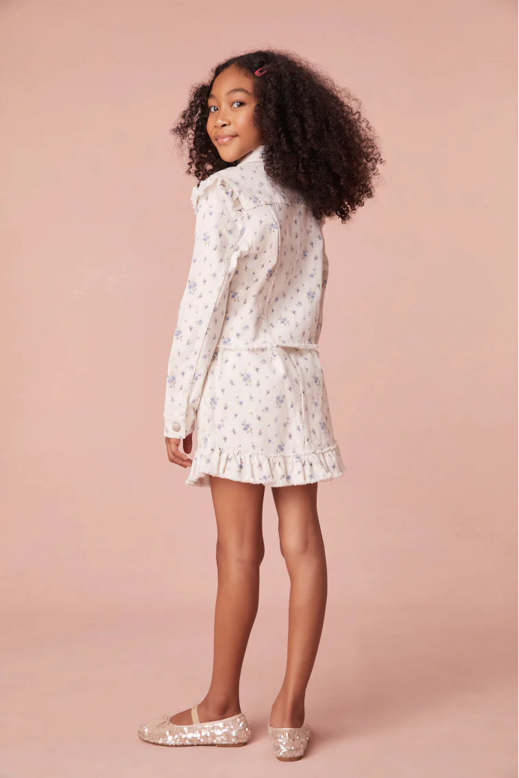 Girls Wylder Ikat Floral Print Skirt