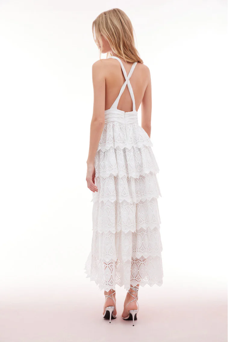 Nevis Eyelet Halter Maxi Dress
