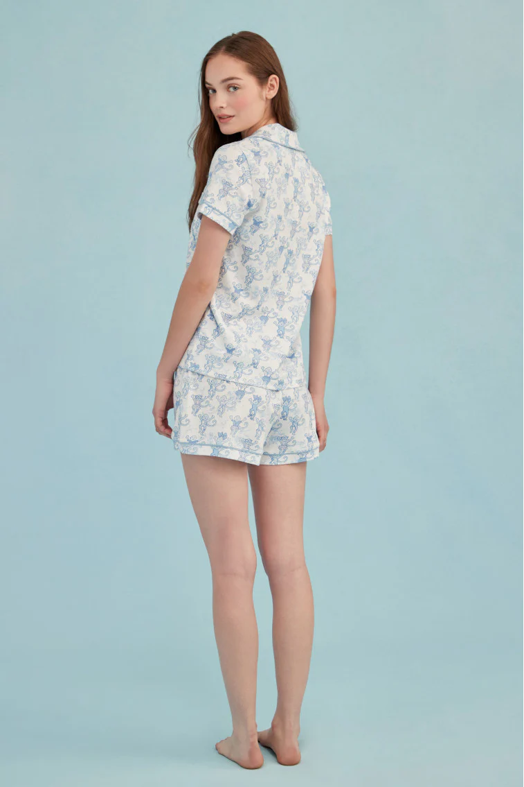Roller Rabbit x LoveShackFancy Pastiche De Monkey Women's Polo Pajama