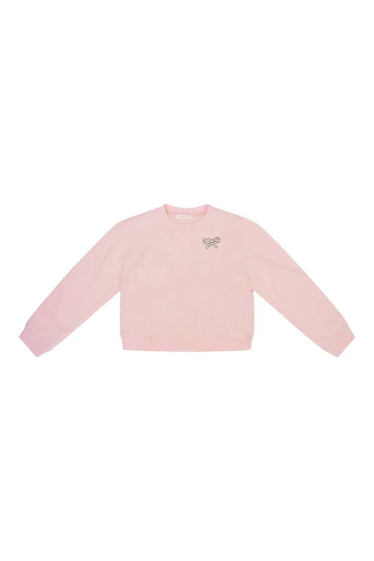 Girls Lumi Crystal Bow Fleece Pullover