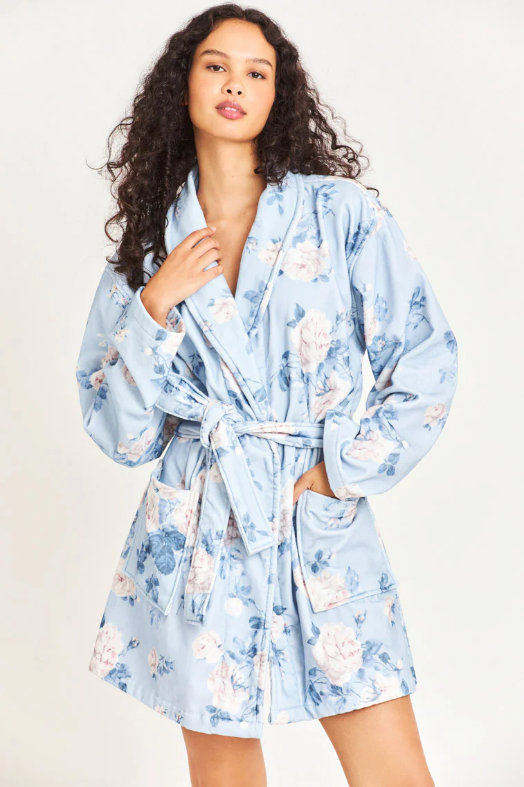 Indie Cotton Bath Robe - WHISPER BLUE