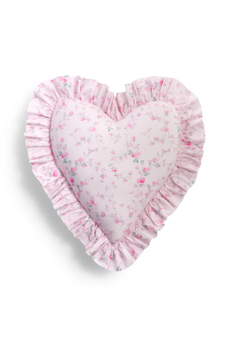 Heart Shape Ruffle Pillow- PARISIAN PINK
