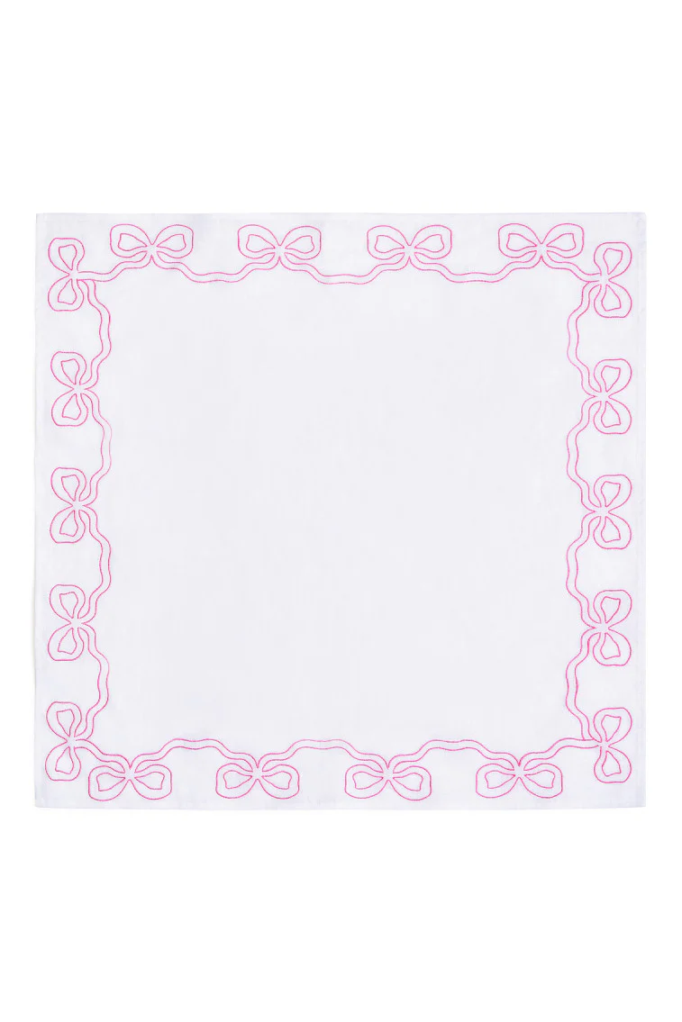Embroidered Bow Napkins Set of 4