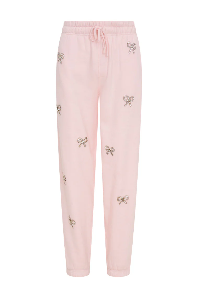 Lillia Crystal Bow Fleece Sweatpant