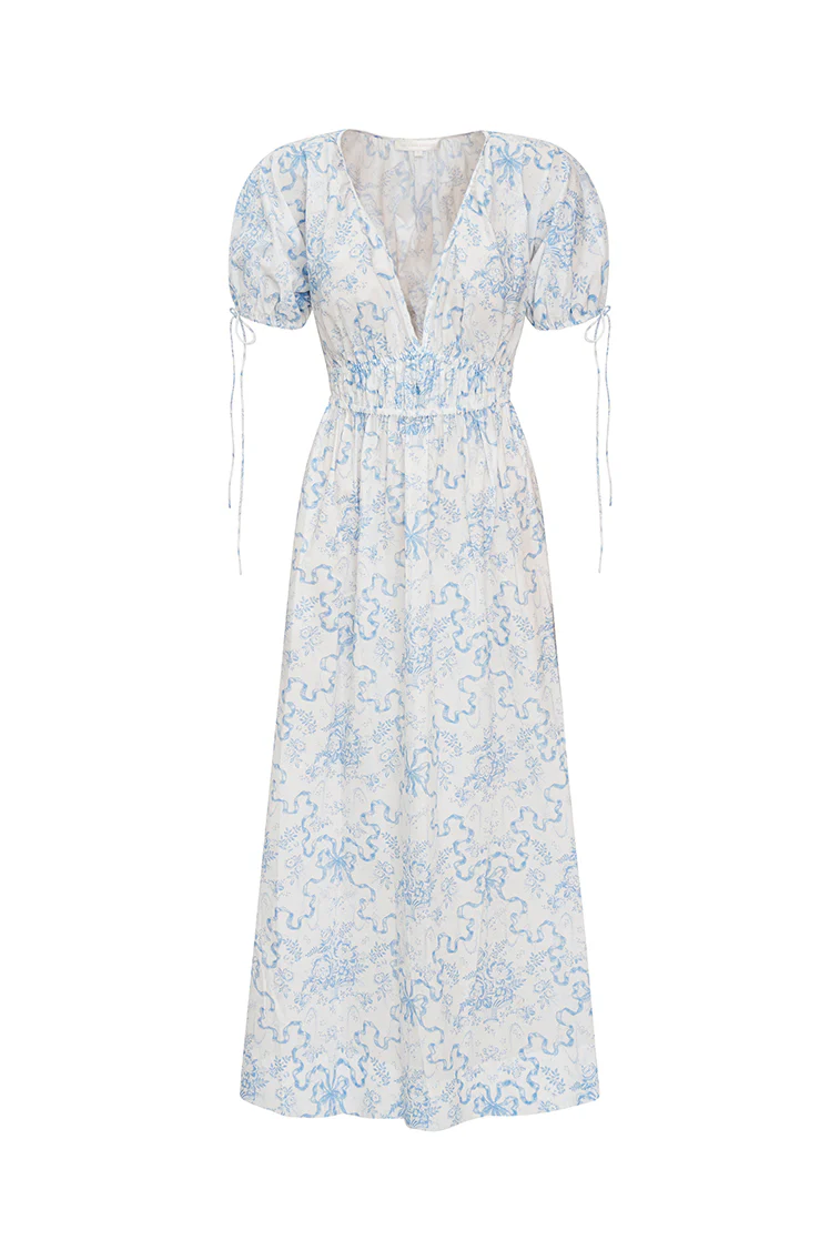 Mastey Bow Print Midi Dress